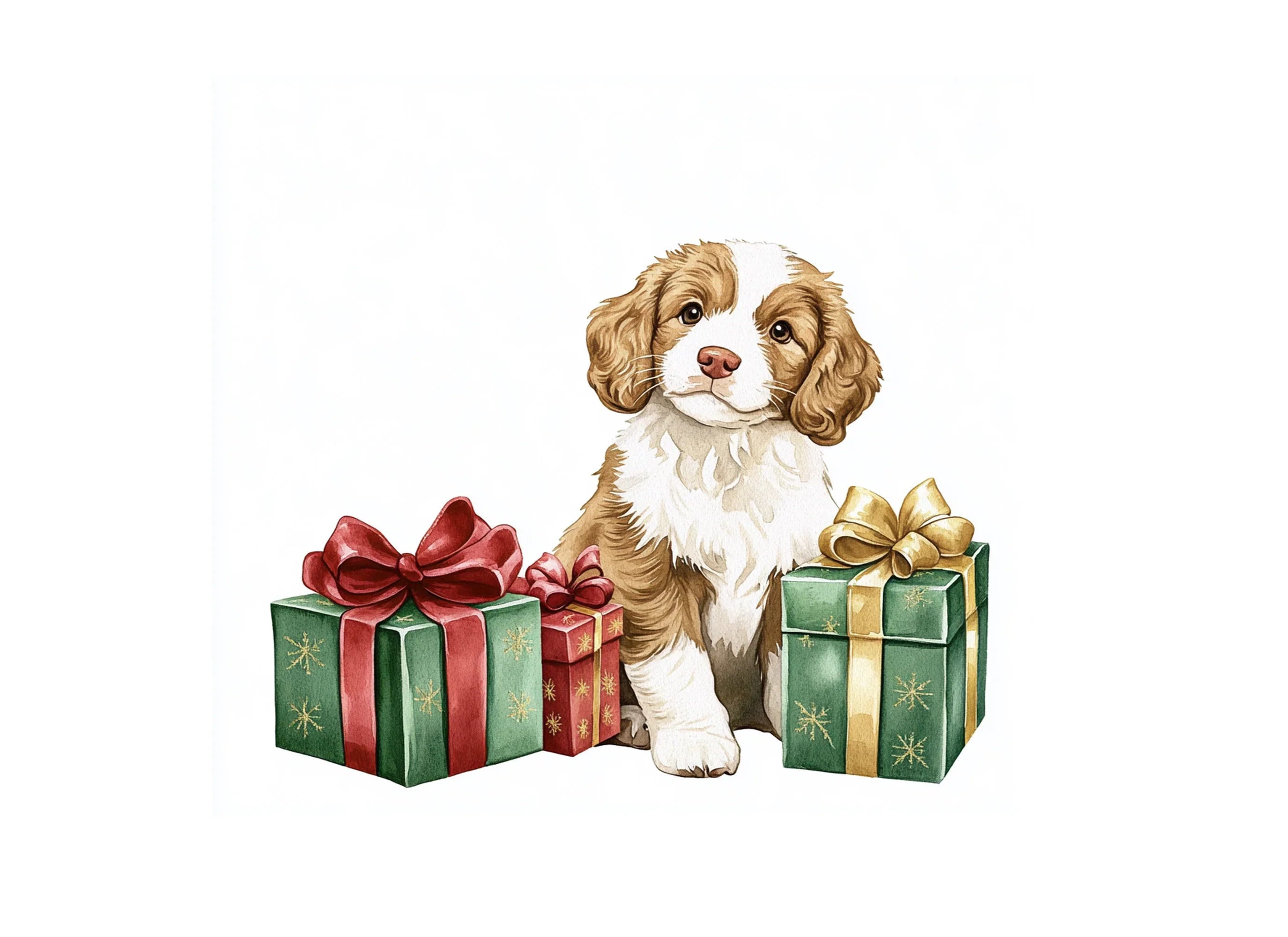Sweet Puppies with Christmas Gifts Clipart Bundle
