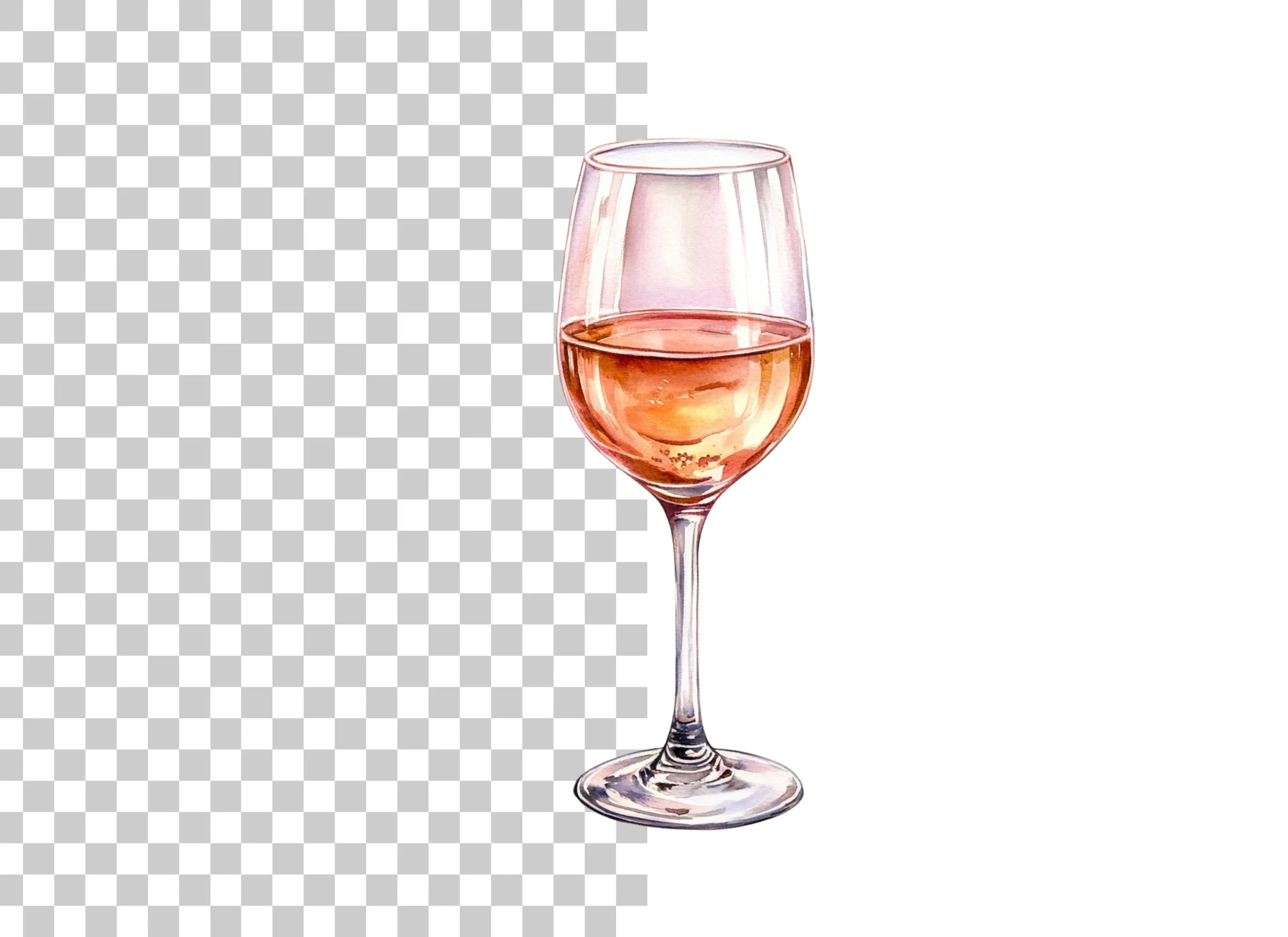 Rose Wine Glass Clipart Bundle