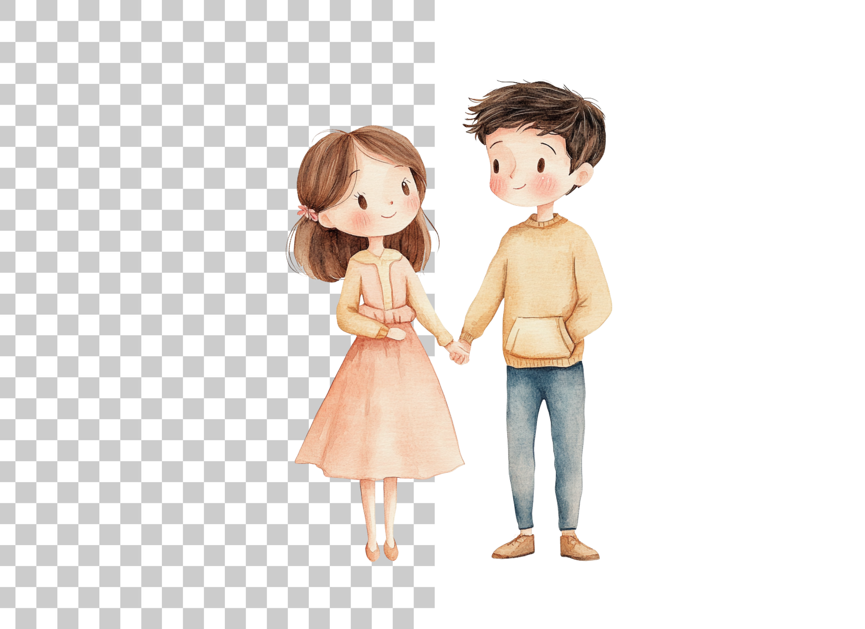 Cute Cartoon Couple Characters Clipart Bundle