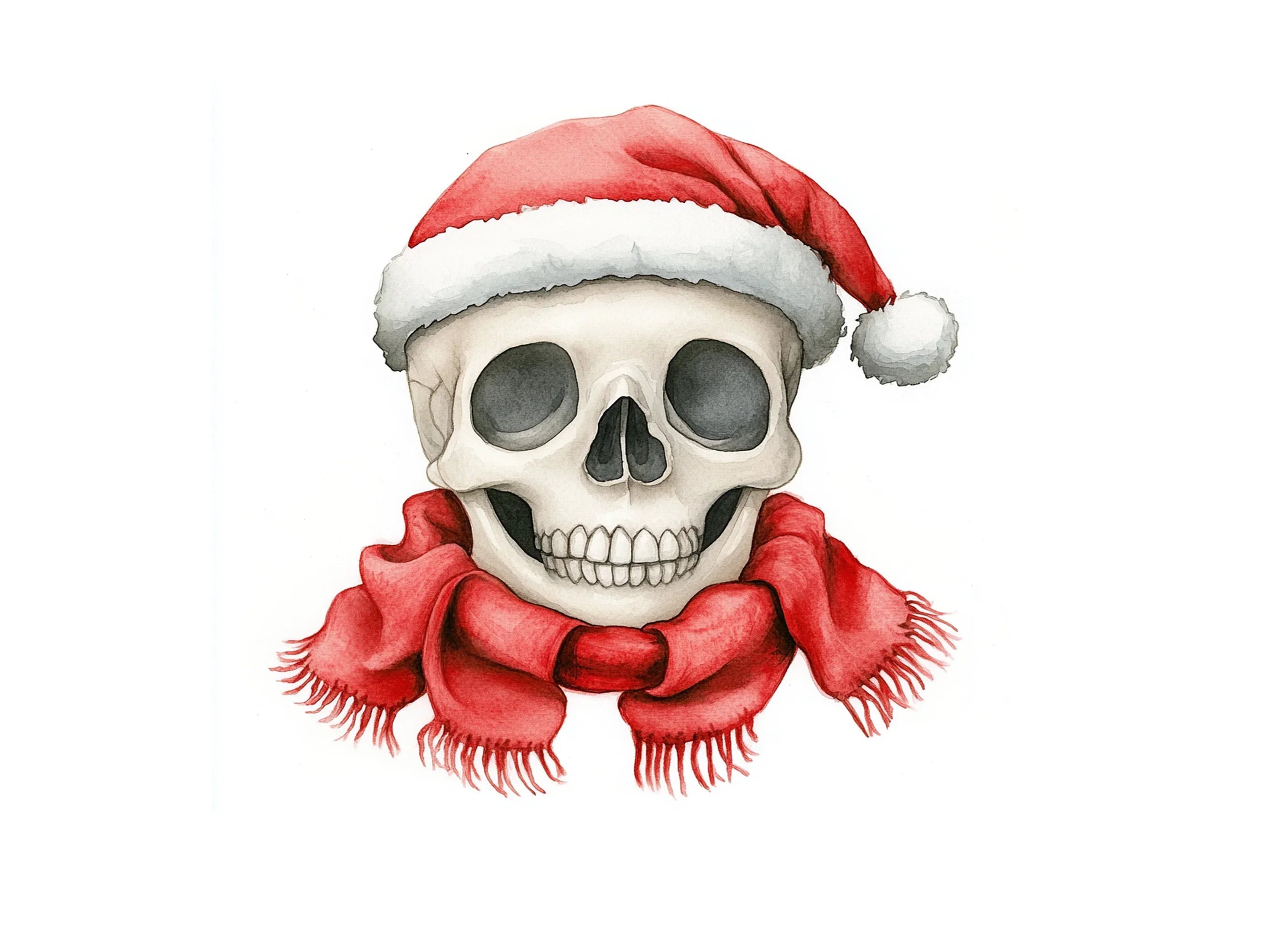 Santa Skulls with Scarves Clipart Bundle