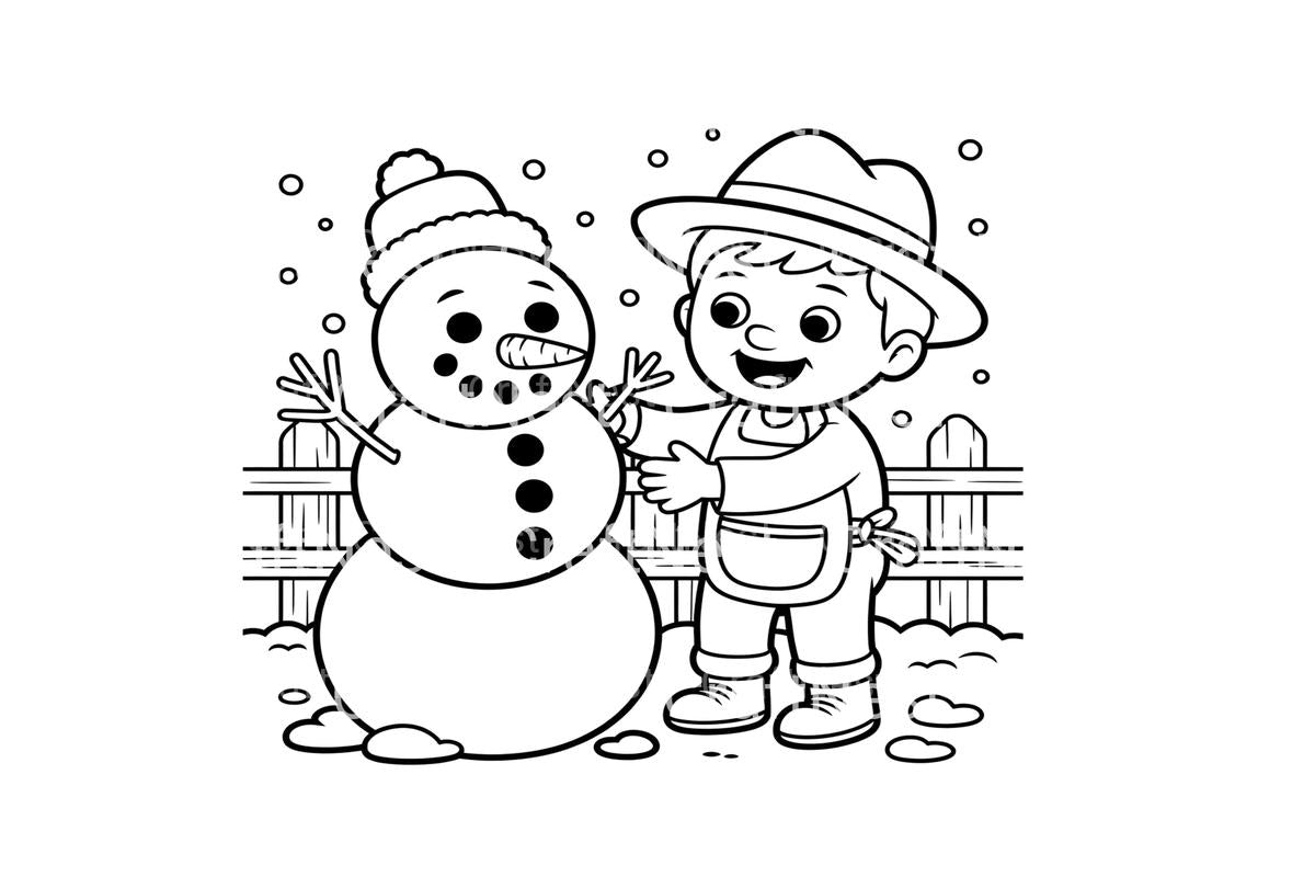 Snowman Building Winter Coloring Books