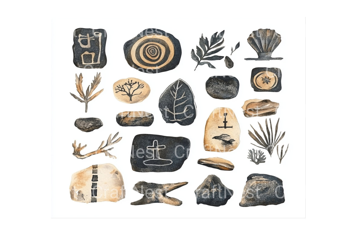 Prehistoric Cave Symbols Clipart Bundle
