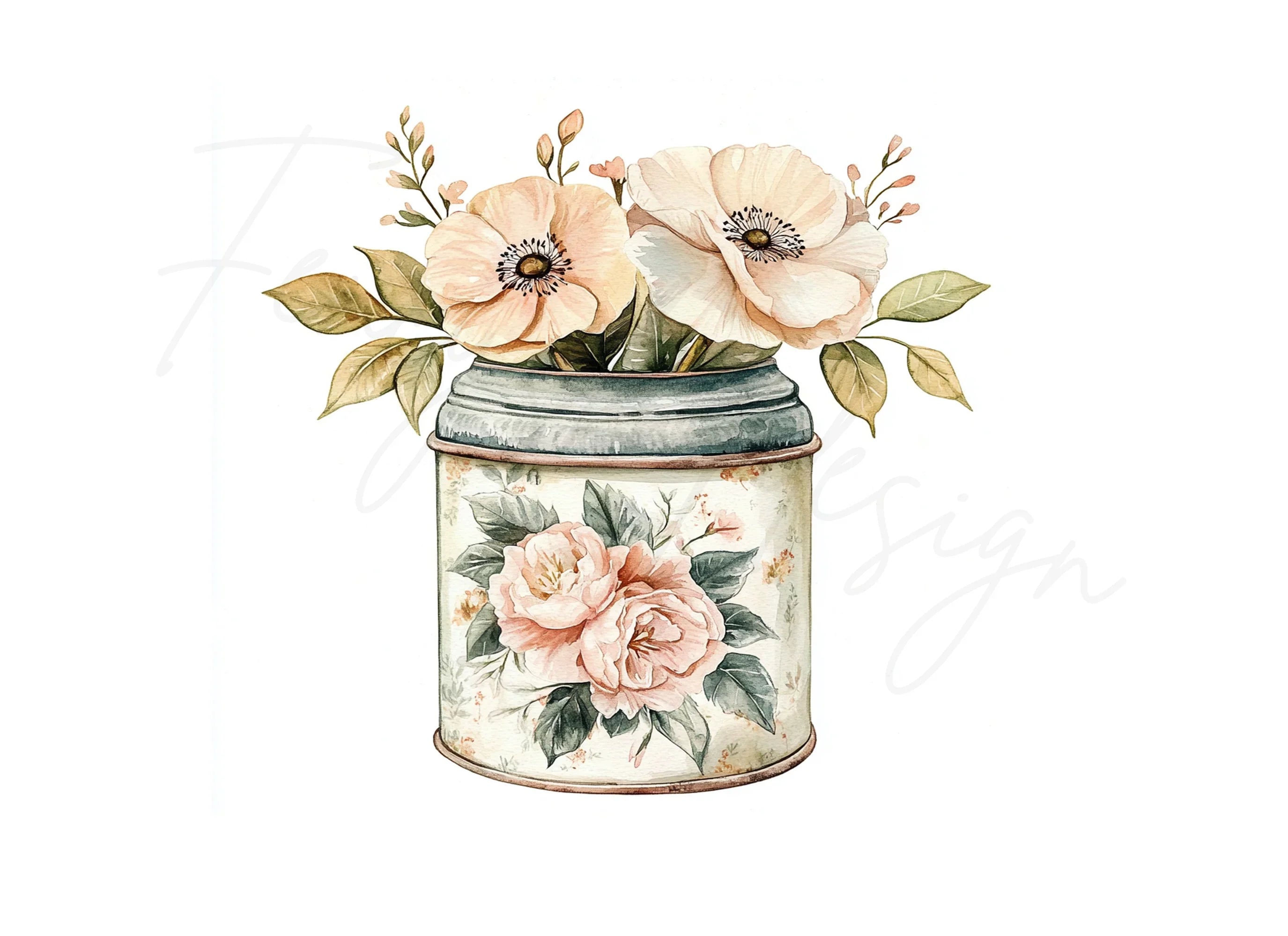 Vintage Floral Arrangement Clipart Bundle