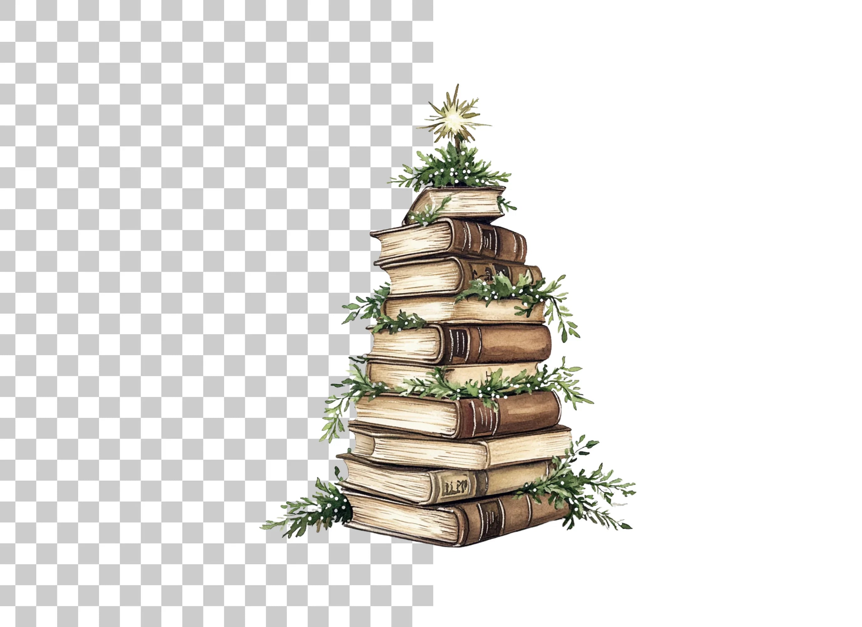 Christmas Book Tree Clipart Bundle