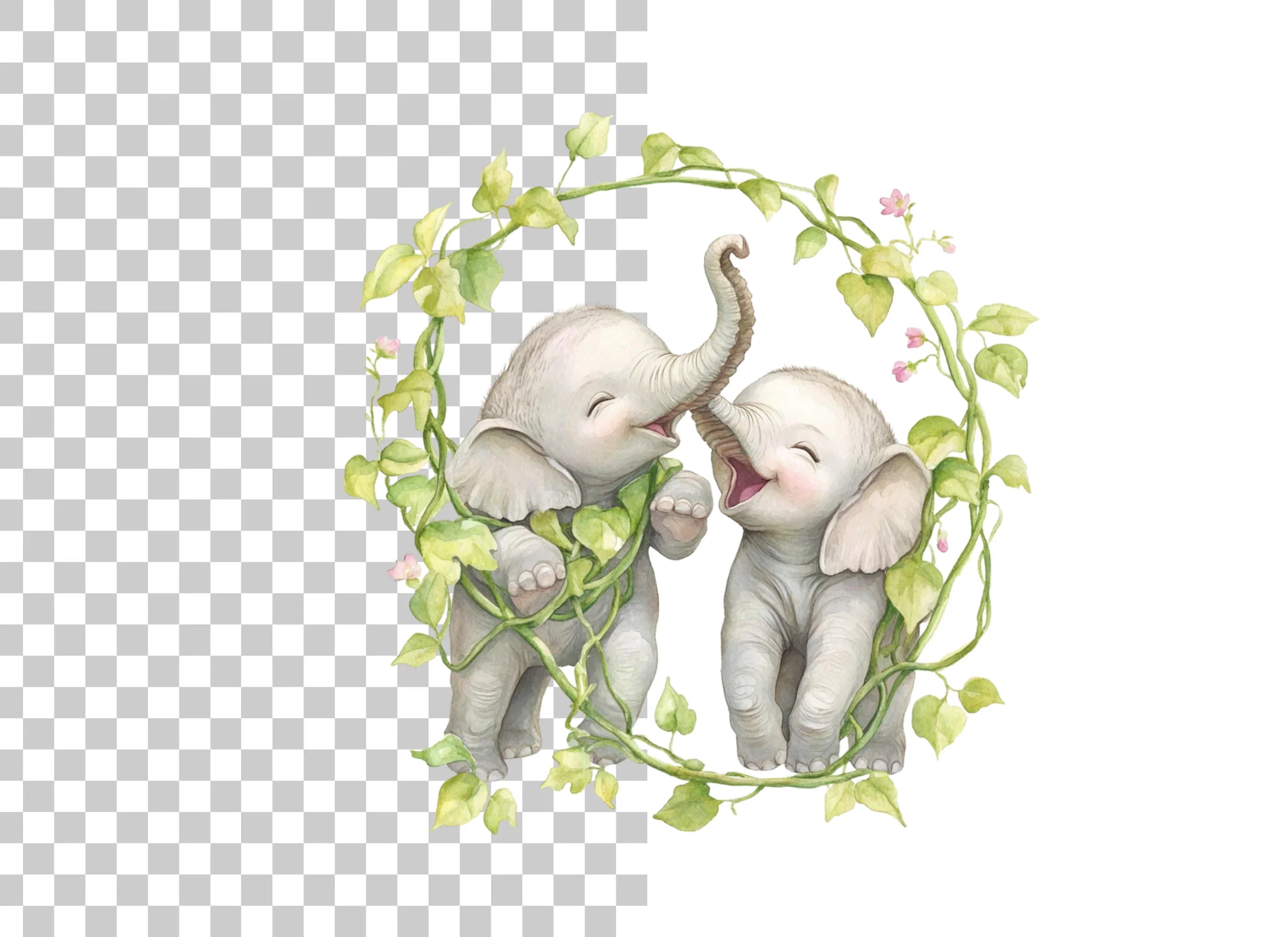 Cute Baby Elephant Clipart Bundle