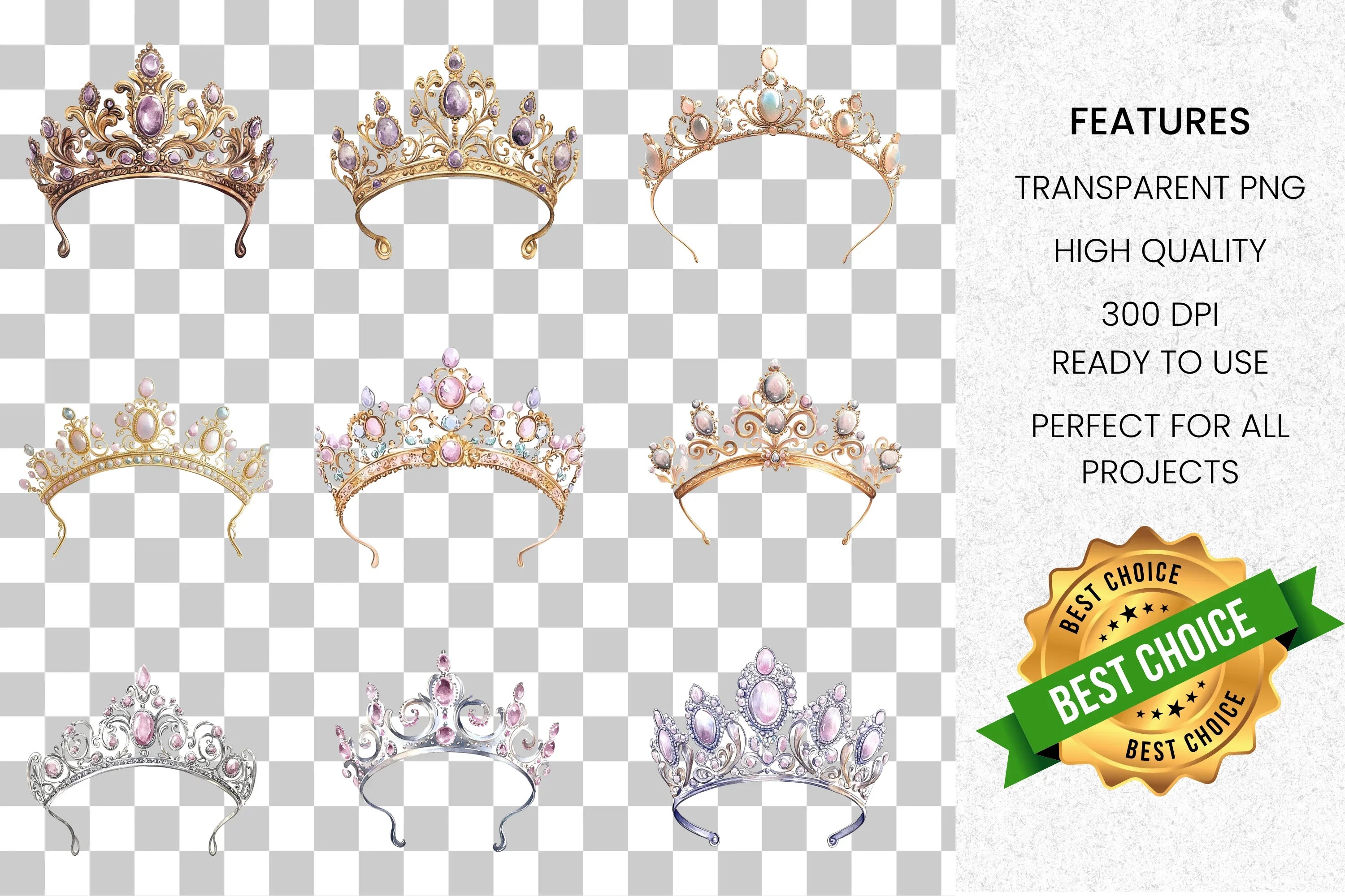 Elegant Tiara Clipart Bundle