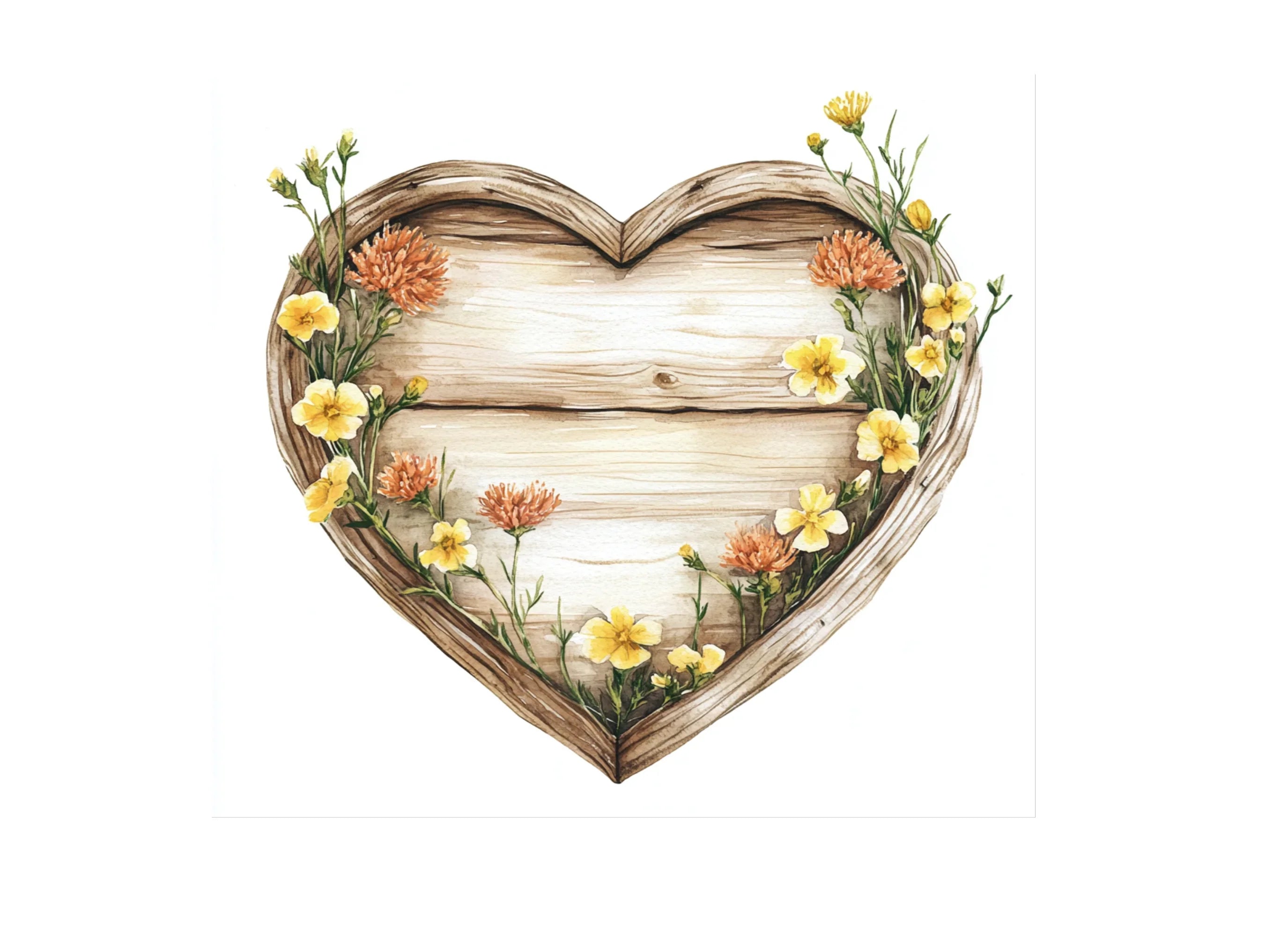 Heart Shaped Floral Wooden Frames Clipart Bundle