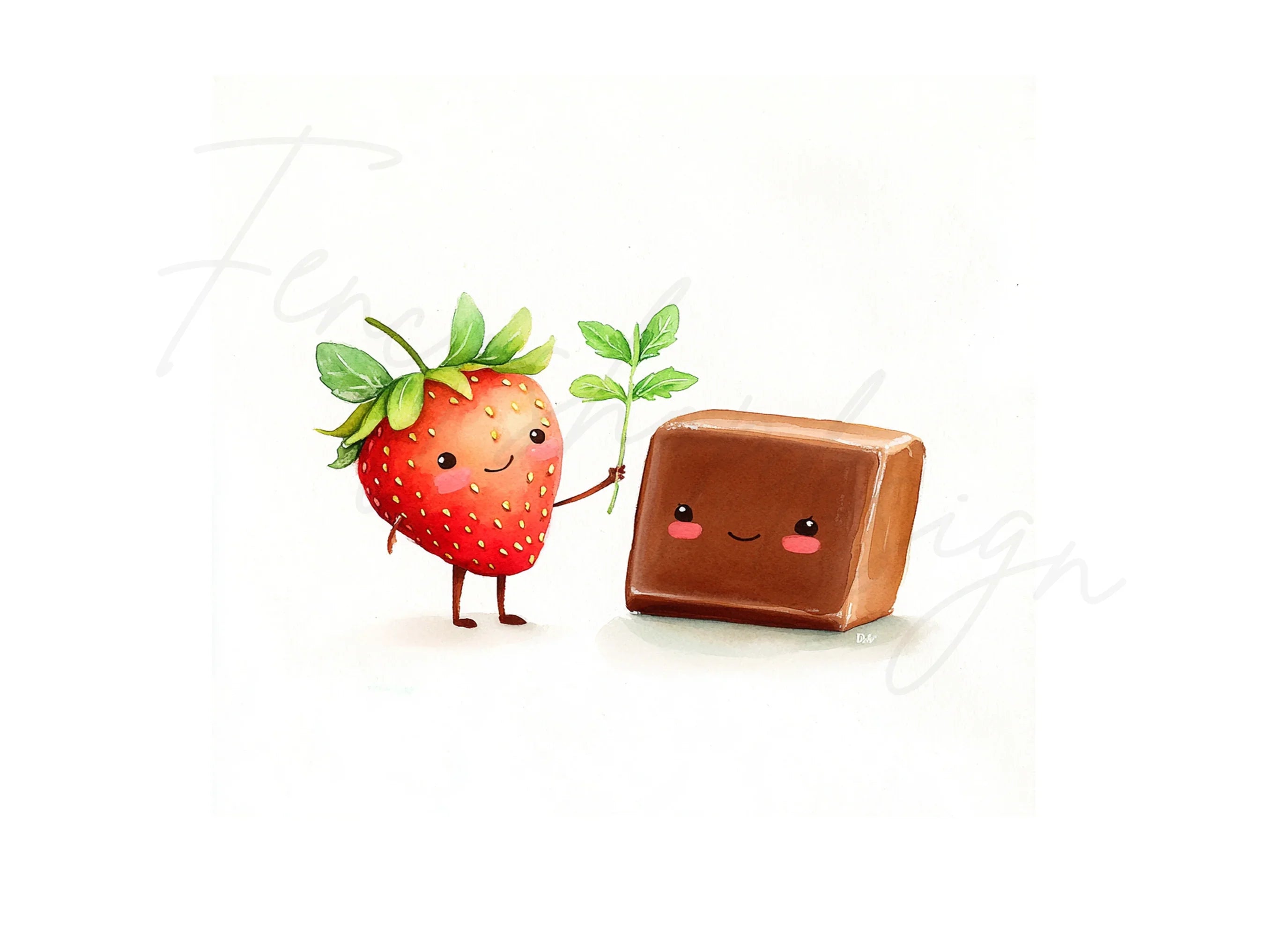 Cute Strawberry and Chocolate Friends Clipart Bundle