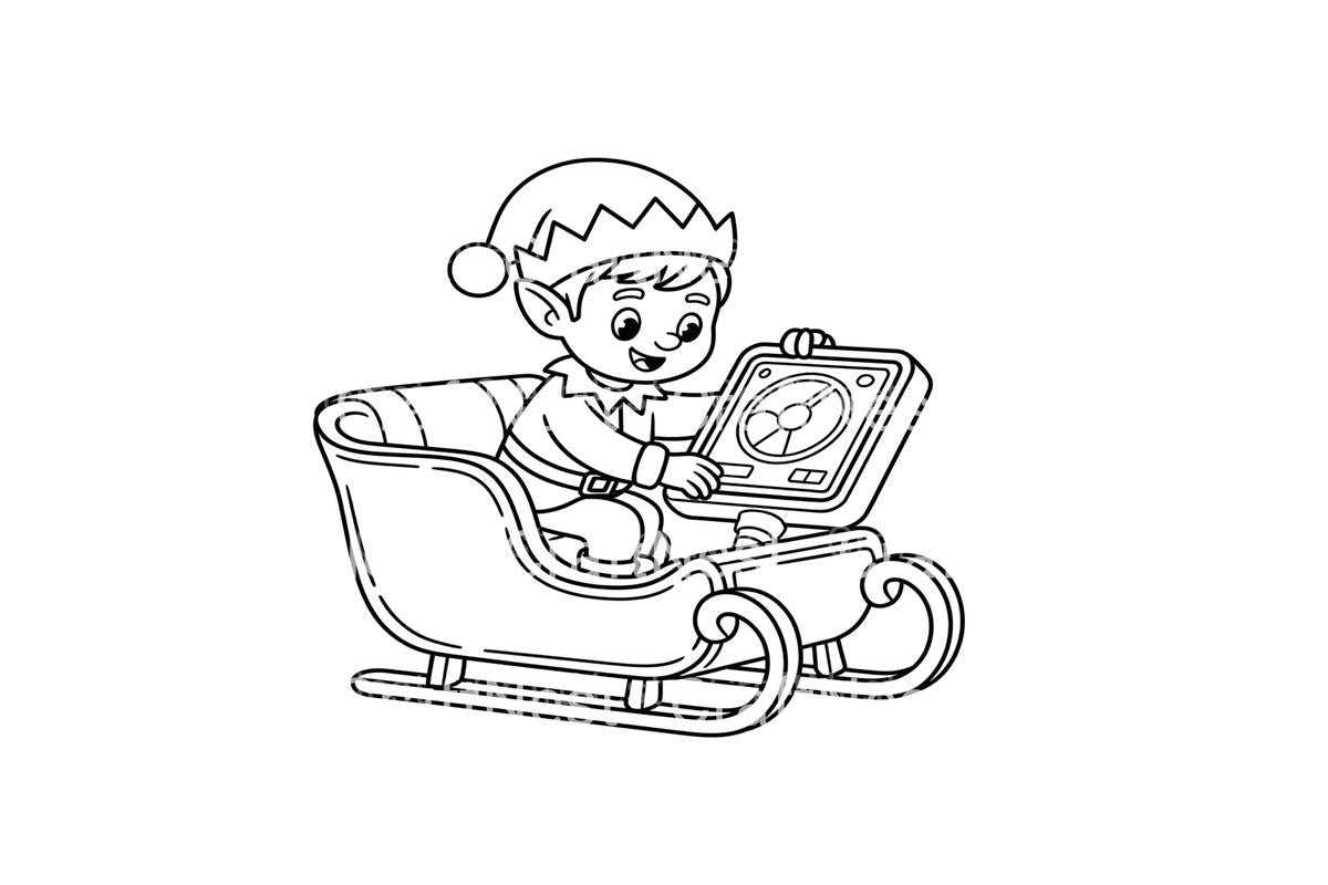 Christmas Elf Sleigh Ride Coloring Books