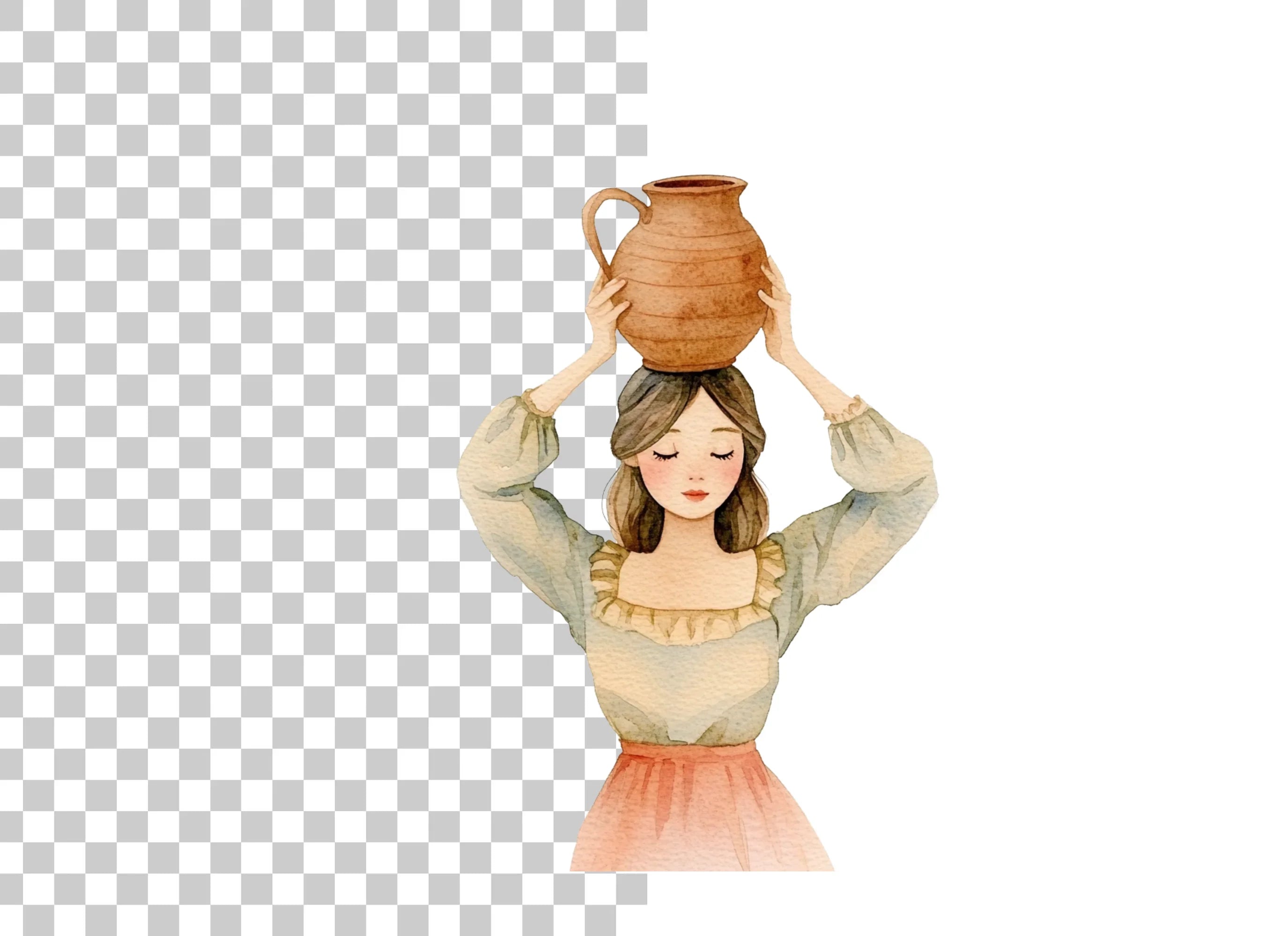 Girl with Clay Pot Clipart Bundle