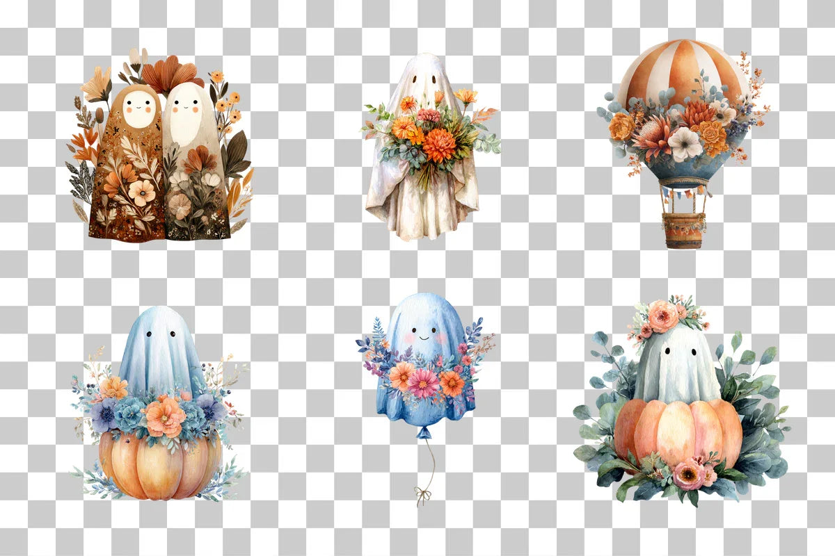 Floral Ghost Clipart Bundle - CraftNest - Digital Crafting and Art