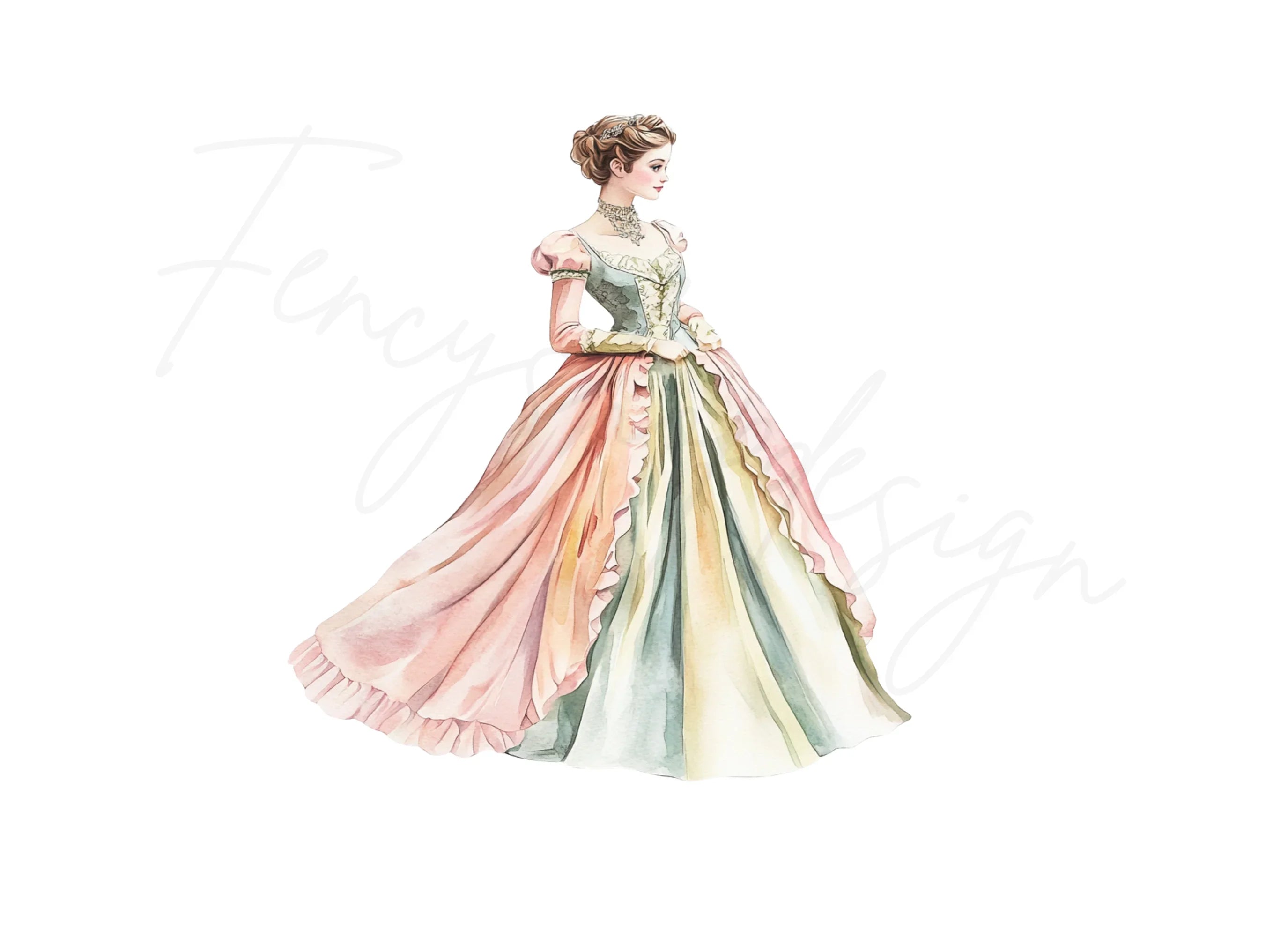 Elegant Victorian Ball Gown Clipart Bundle