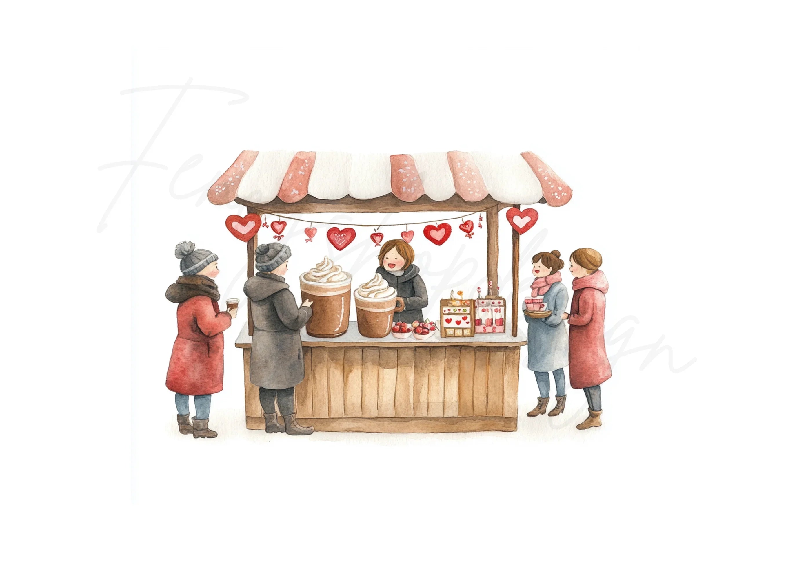 Winter Market Valentine Day Clipart Bundle
