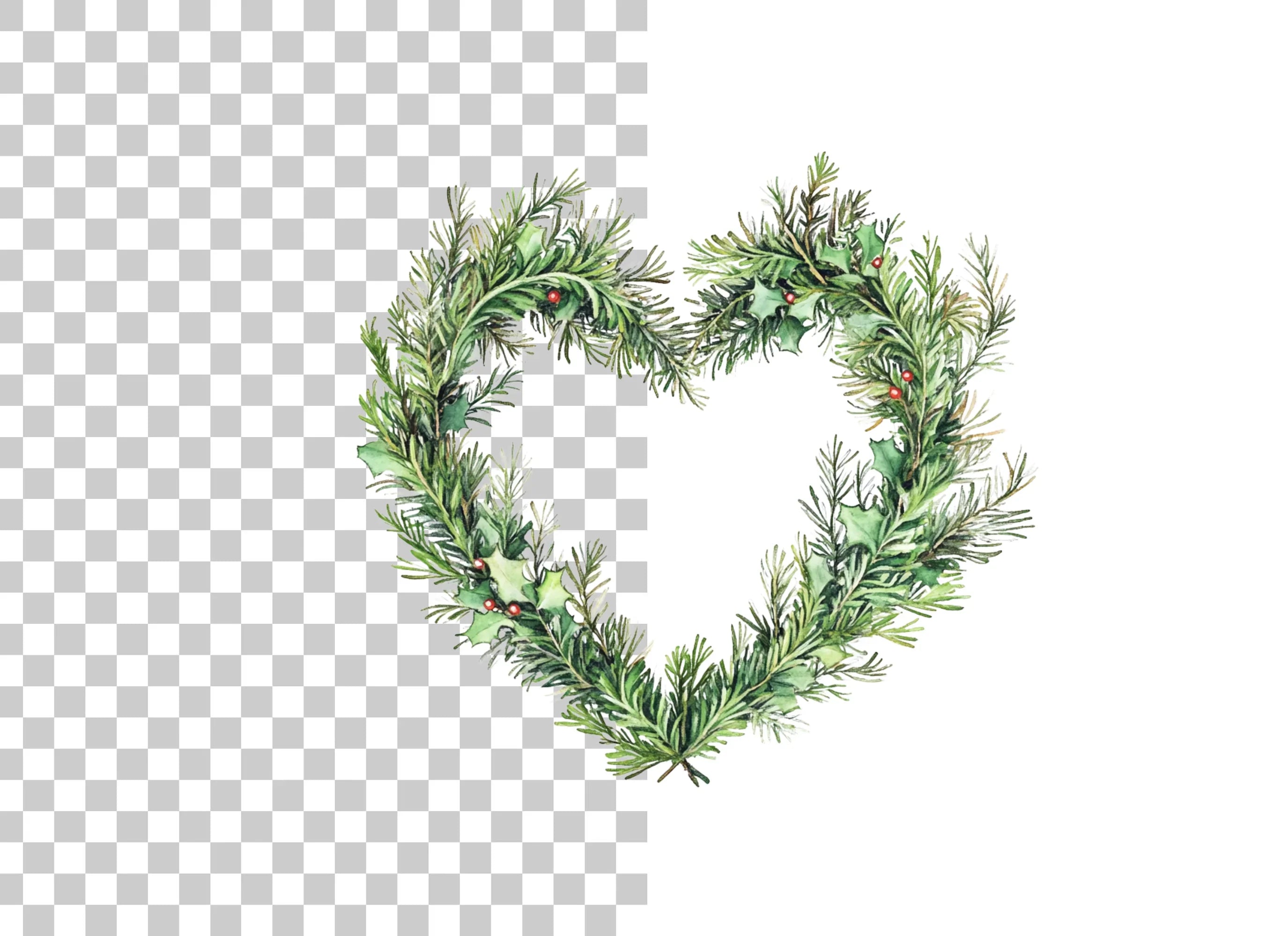 Heart Christmas Wreaths Clipart Bundle