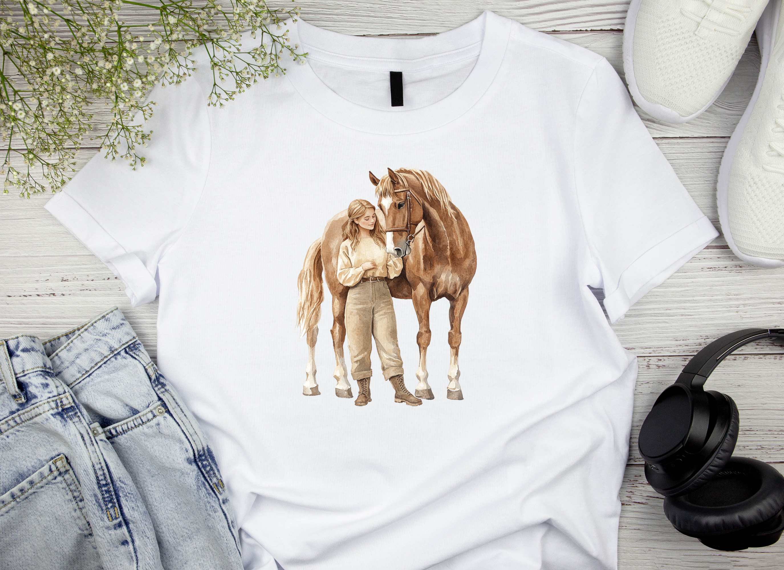 Elegant Woman and Horse Clipart Bundle