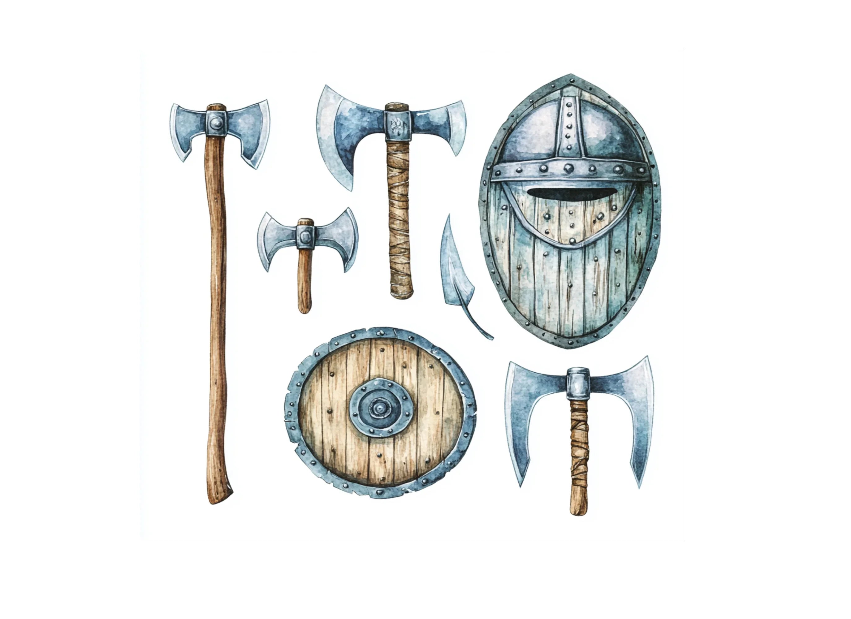 Viking Shields and Axes Clipart Bundle
