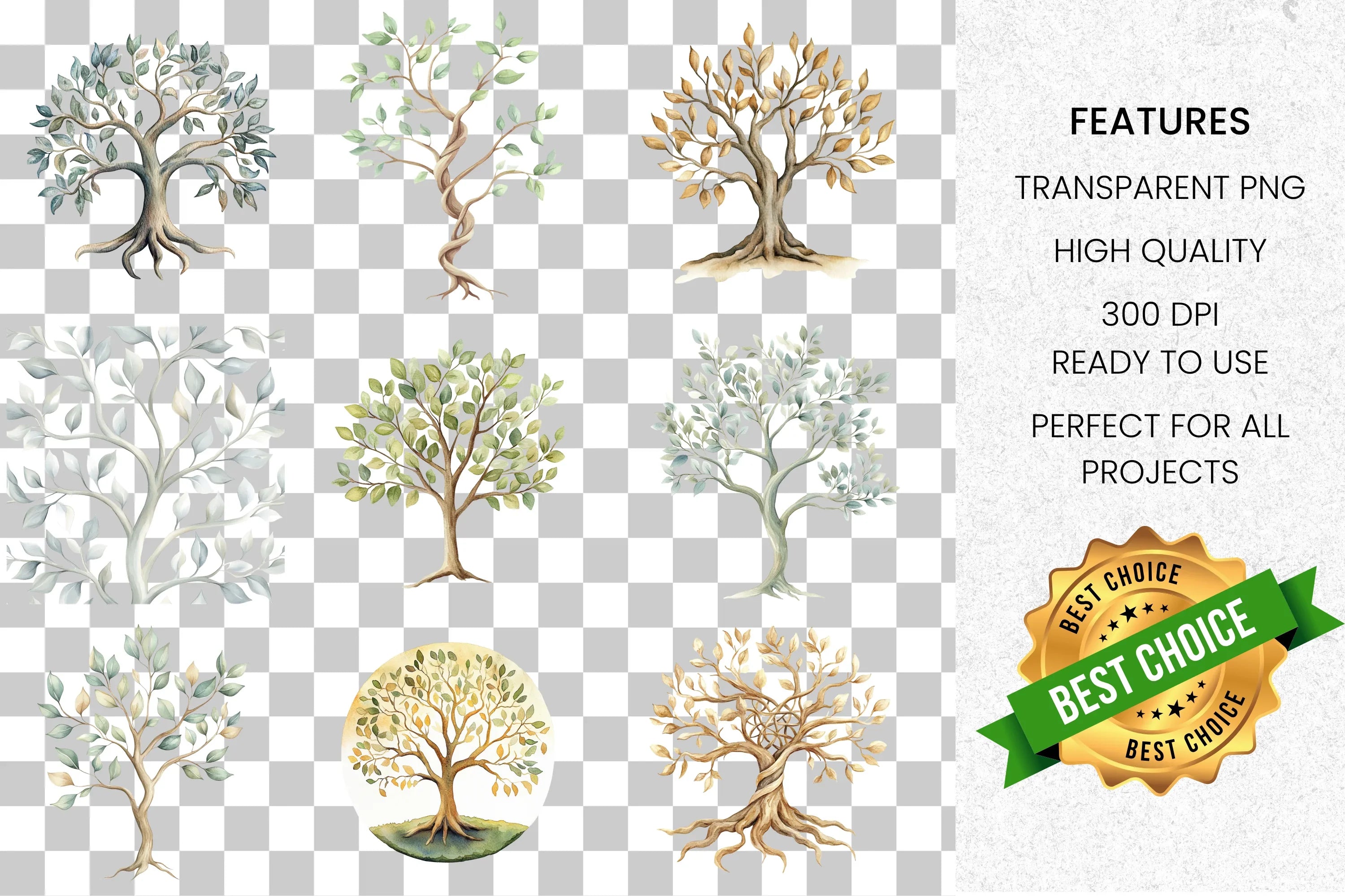 Tree Illustrations Clipart Bundle
