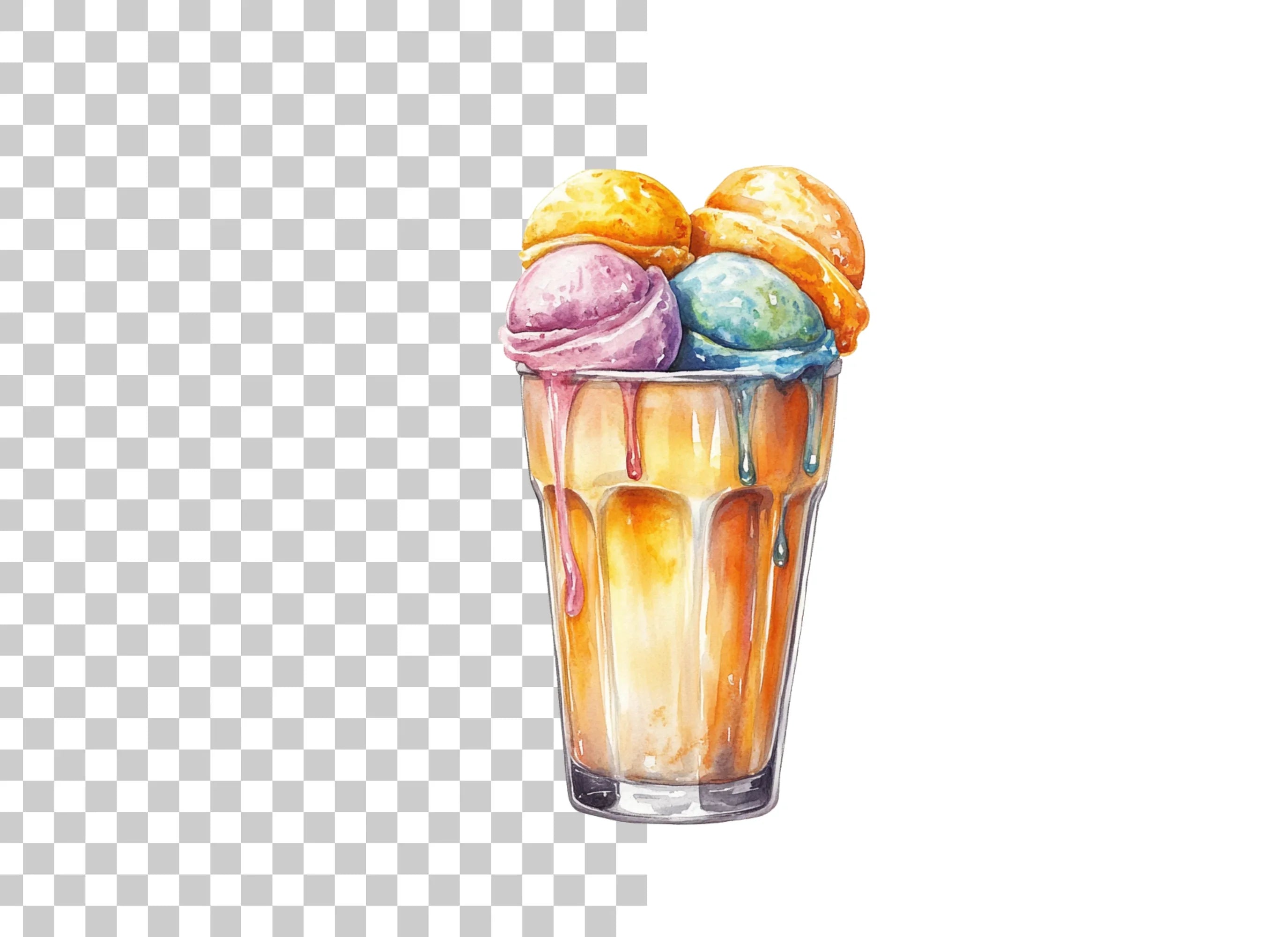 Colorful Ice Cream Cups Clipart Bundle