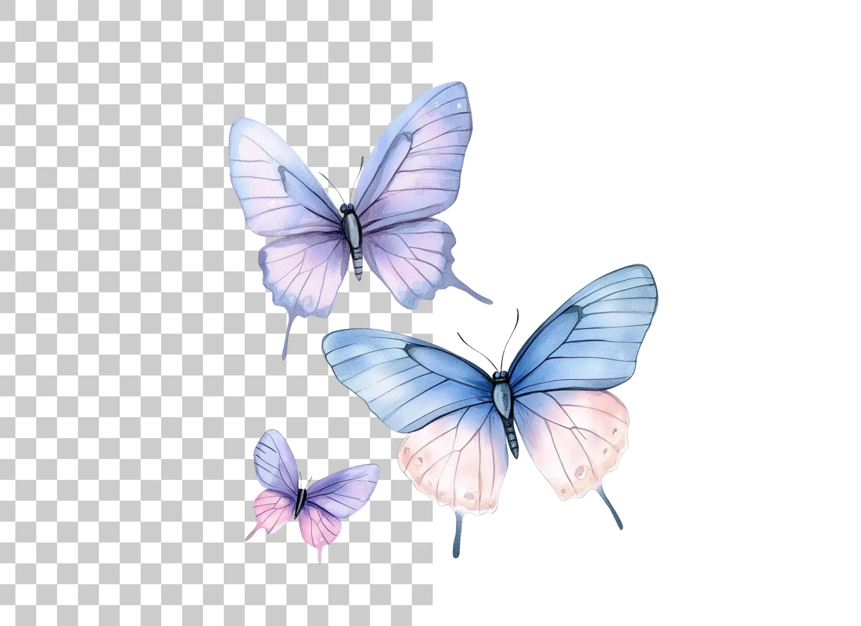Blue and Purple Butterfly Clipart Bundle