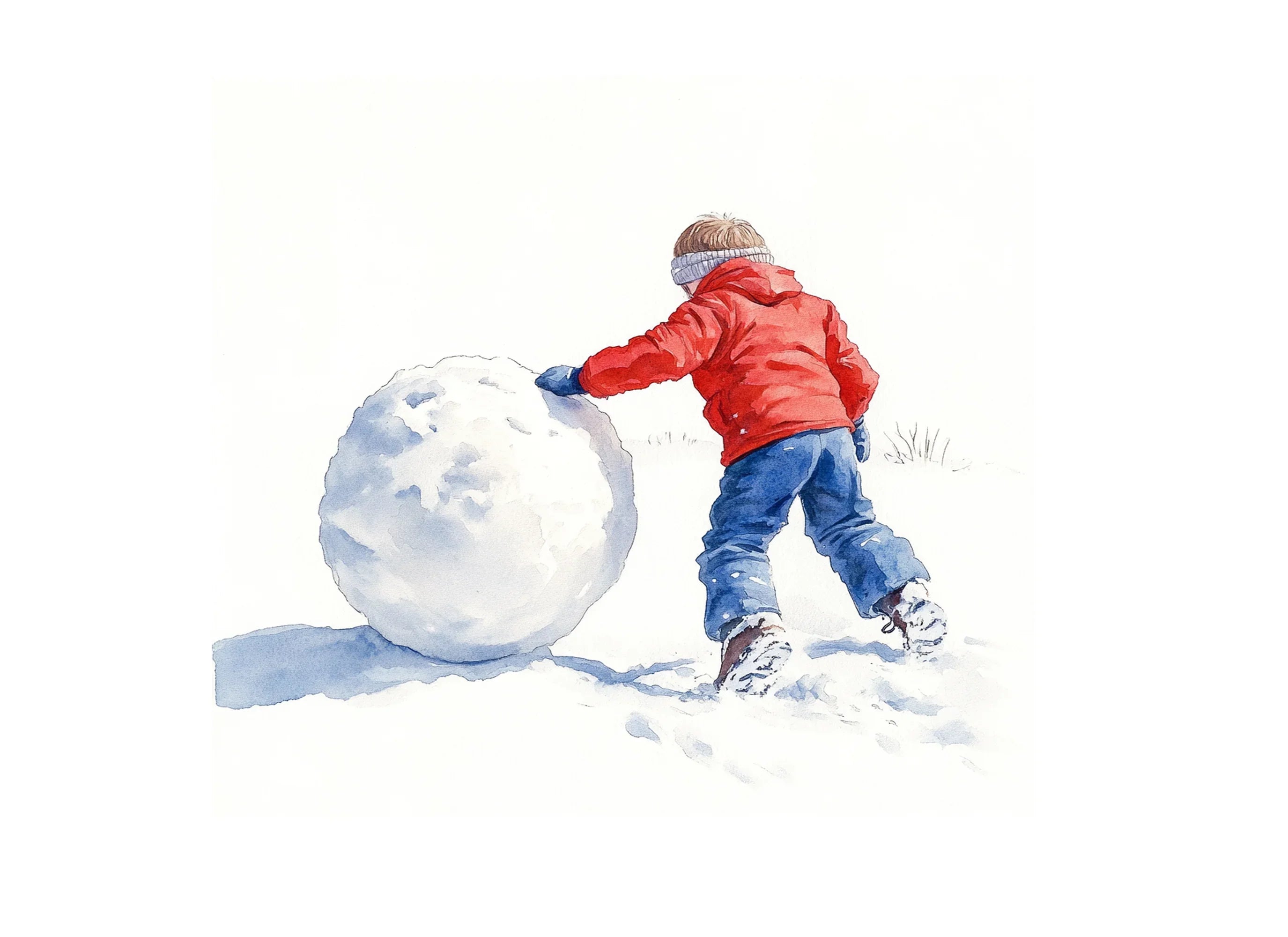 Boy Rolling Snowball Winter Clipart Bundle