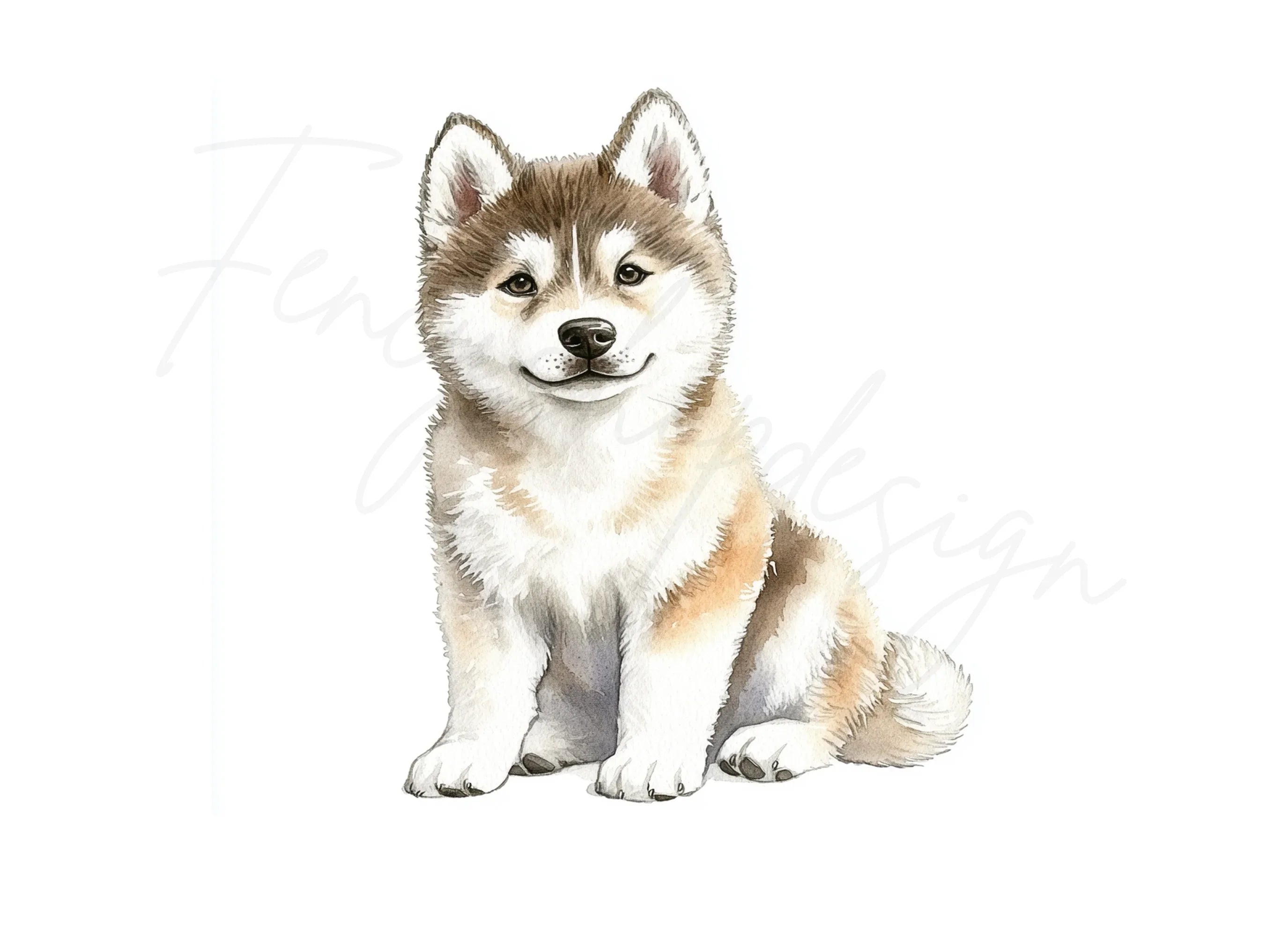 Cute Husky Puppy Clipart Bundle