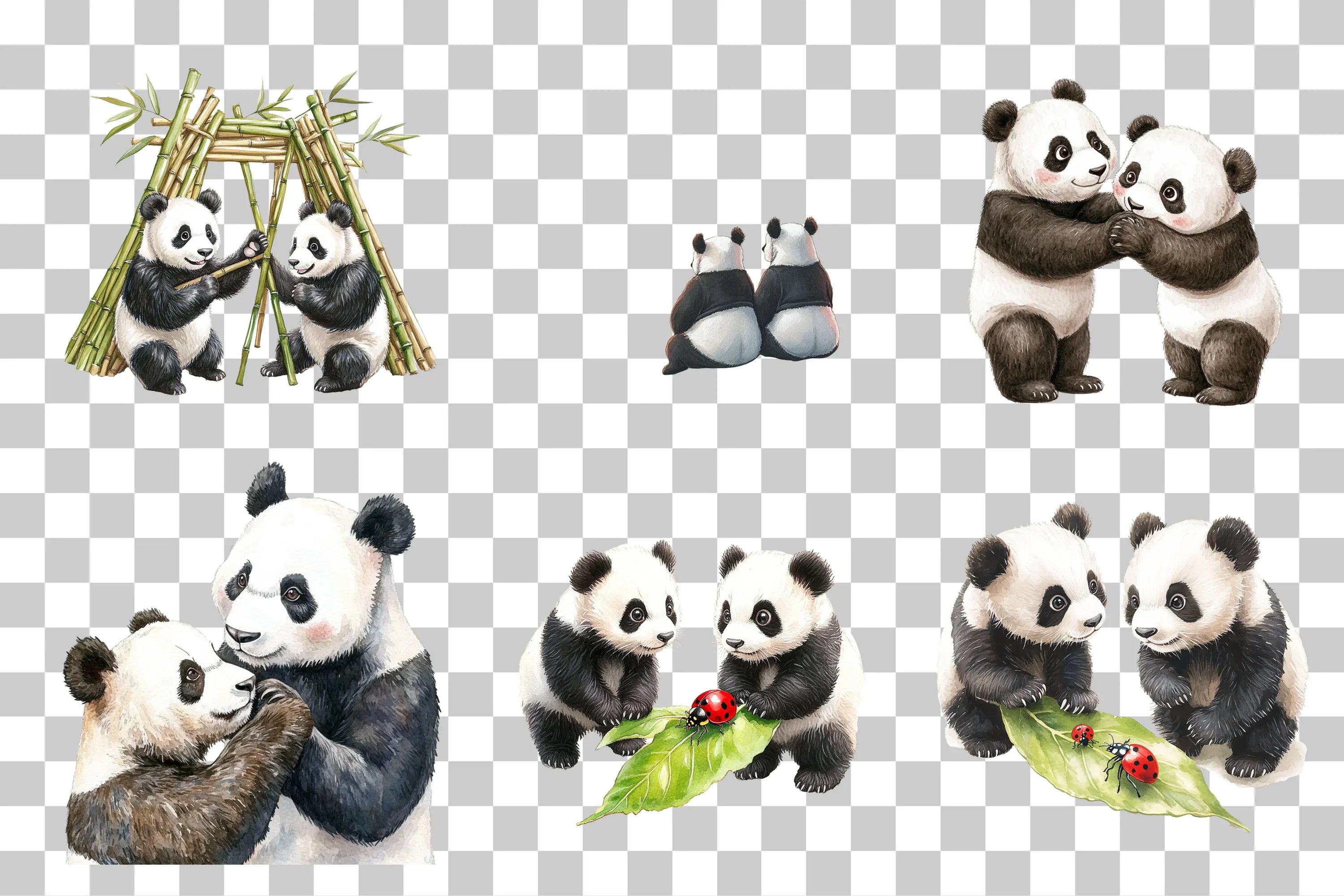 Cute Panda Bear Picnic Clipart Bundle