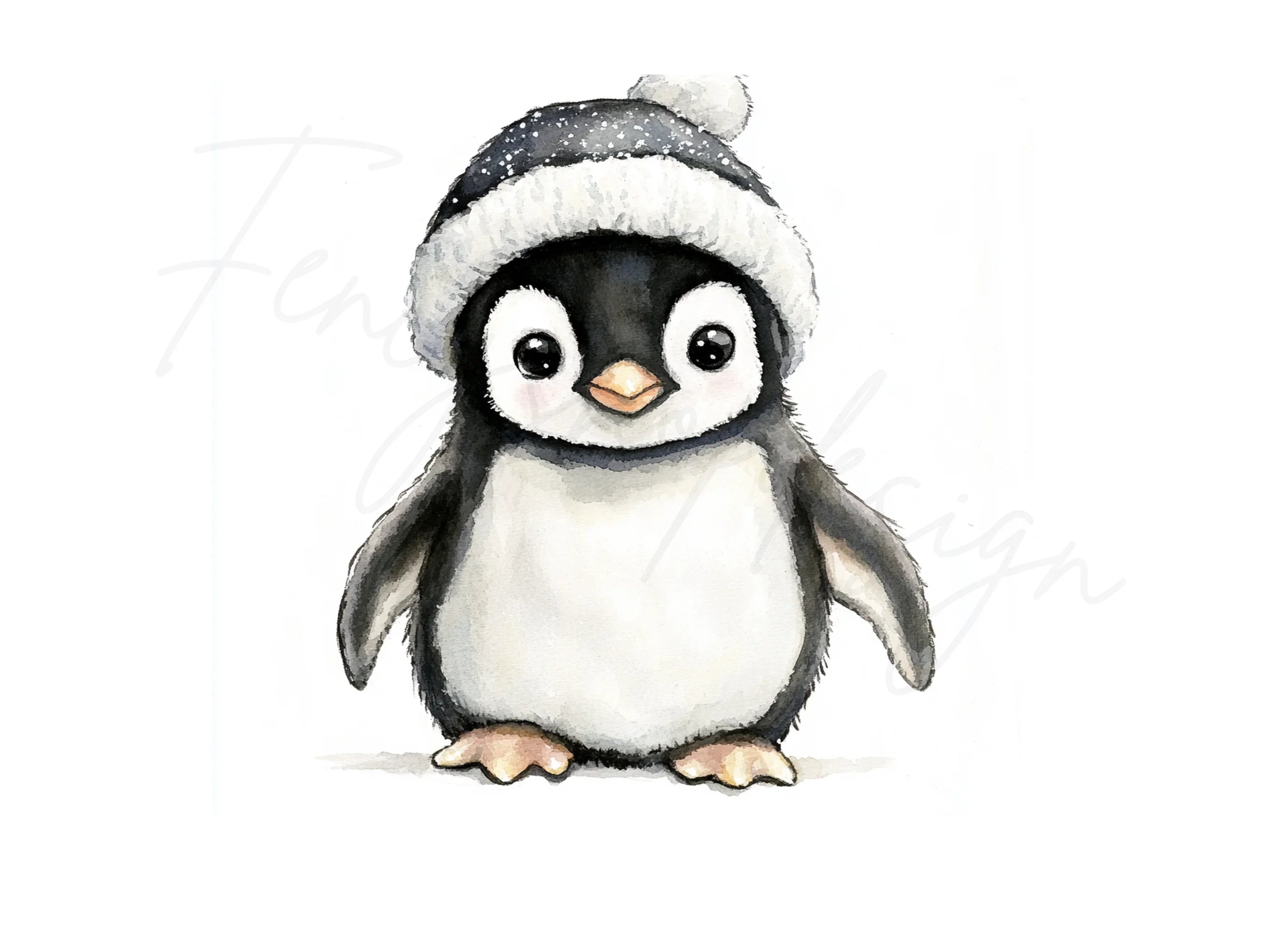 Cute Penguin in Winter Hat Clipart Bundle