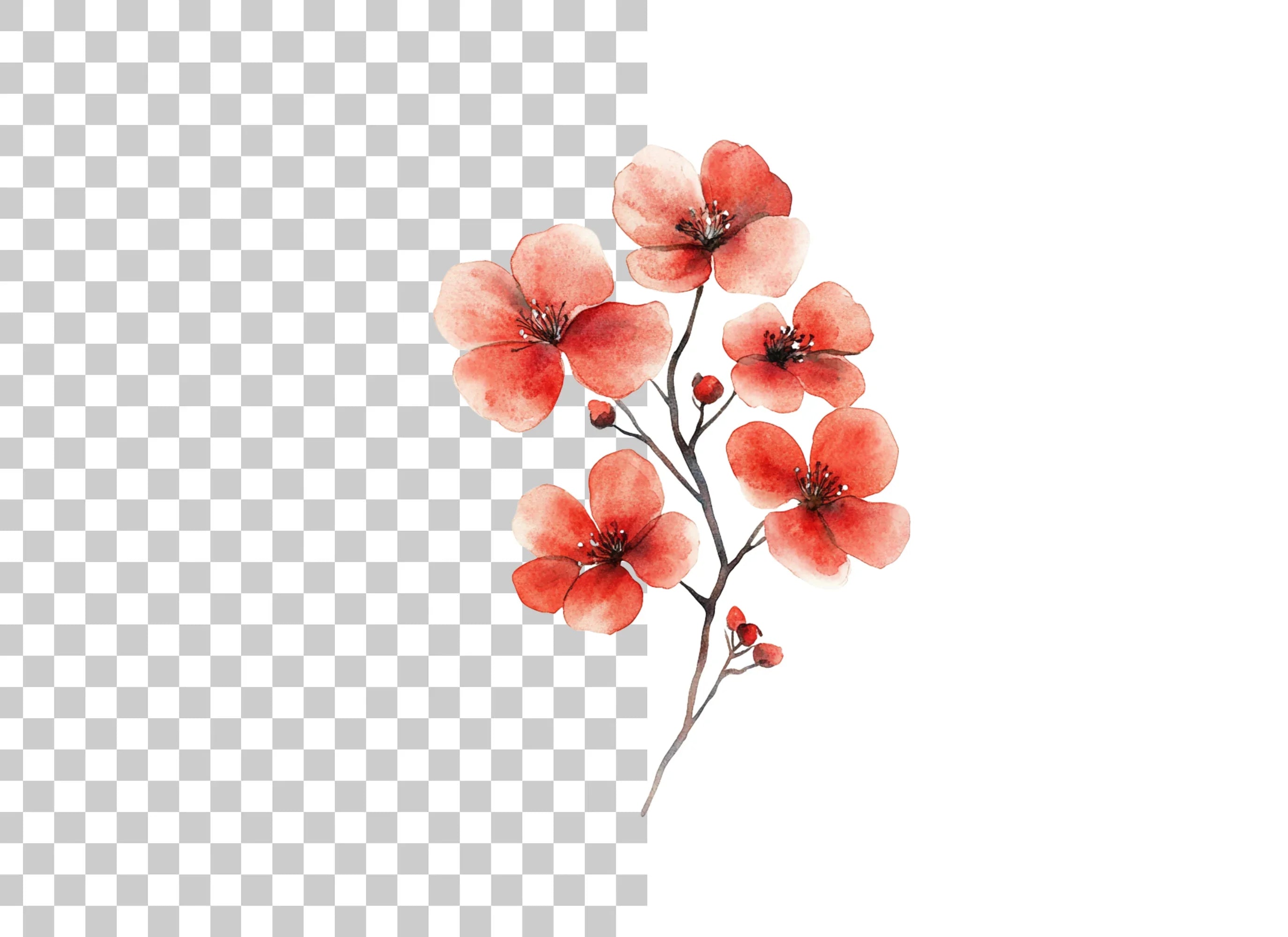 Red Flowers Clipart Bundle