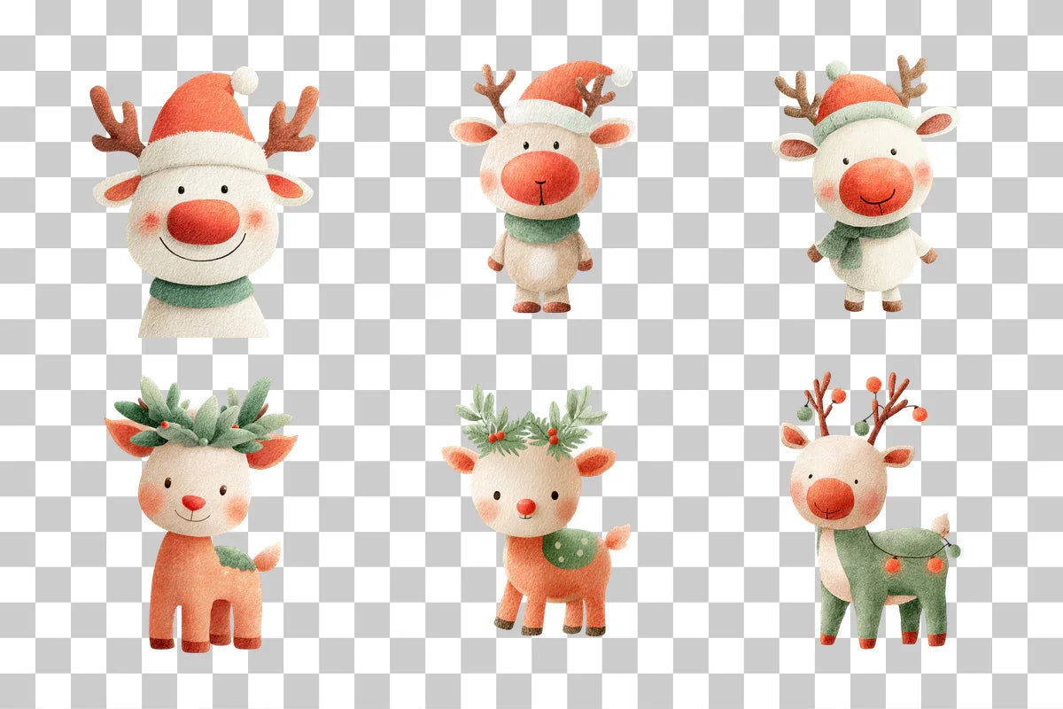 Cute Reindeer Clipart Bundle - CraftNest - Digital Crafting and Art