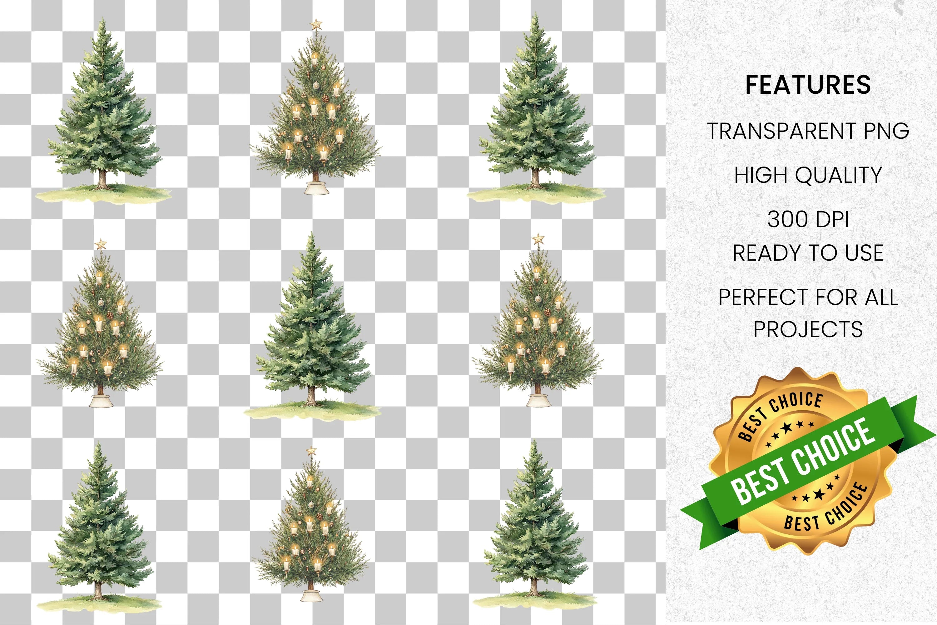 Christmas Tree Clipart Bundle