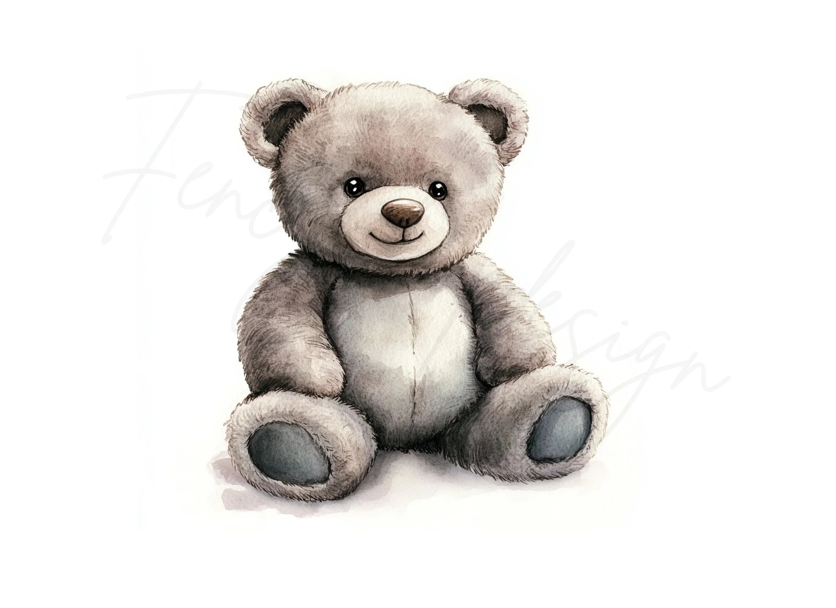 Charming Grey Teddy Bear Clipart Bundle