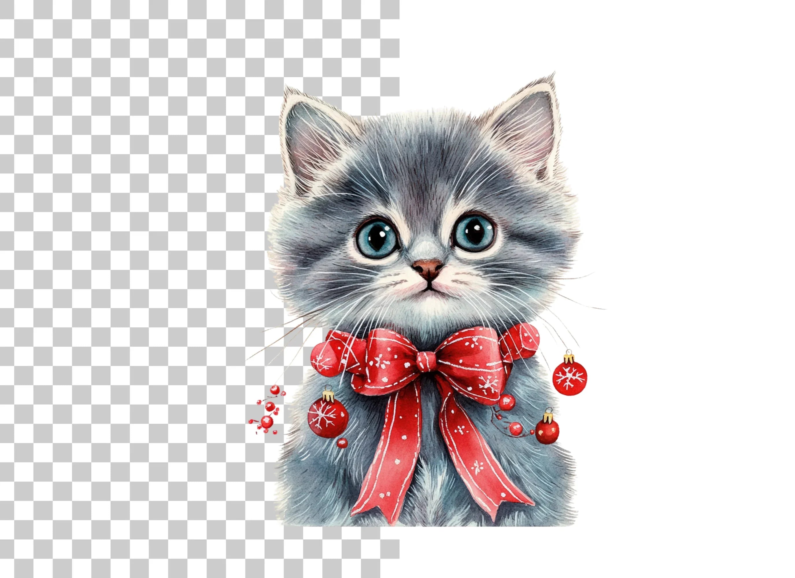 Cute Christmas Kittens Clipart Bundle