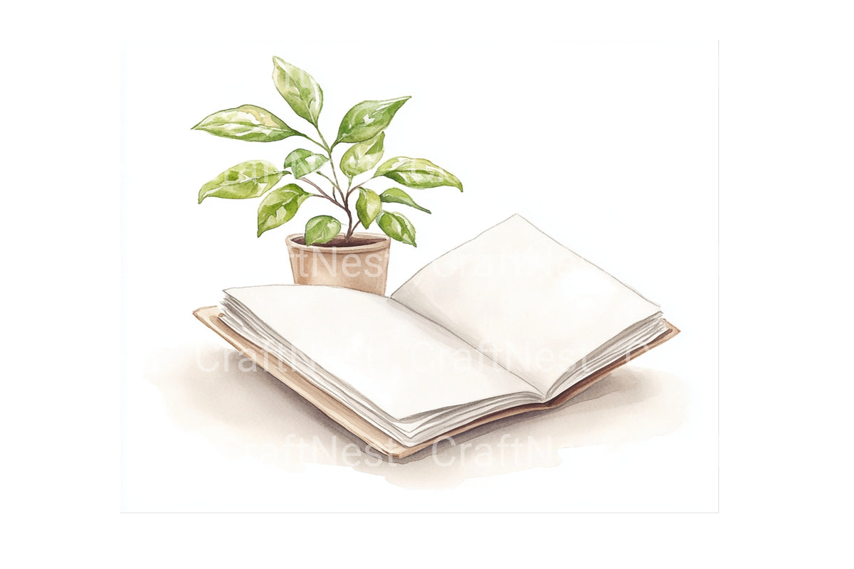 Open With Green Leaves Design Clipart Planner