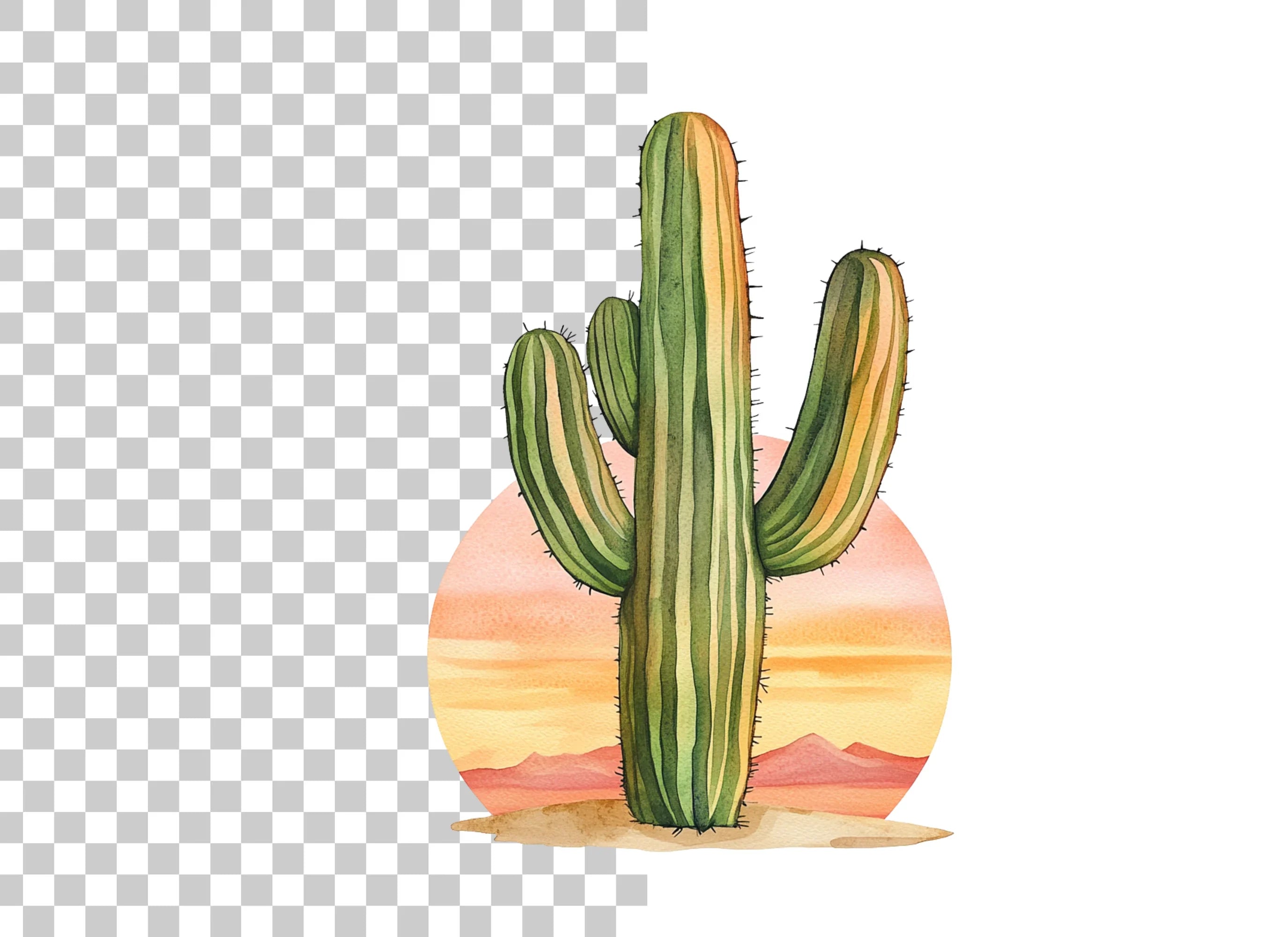 Vibrant Saguaro Cactus Desert Clipart Bundle