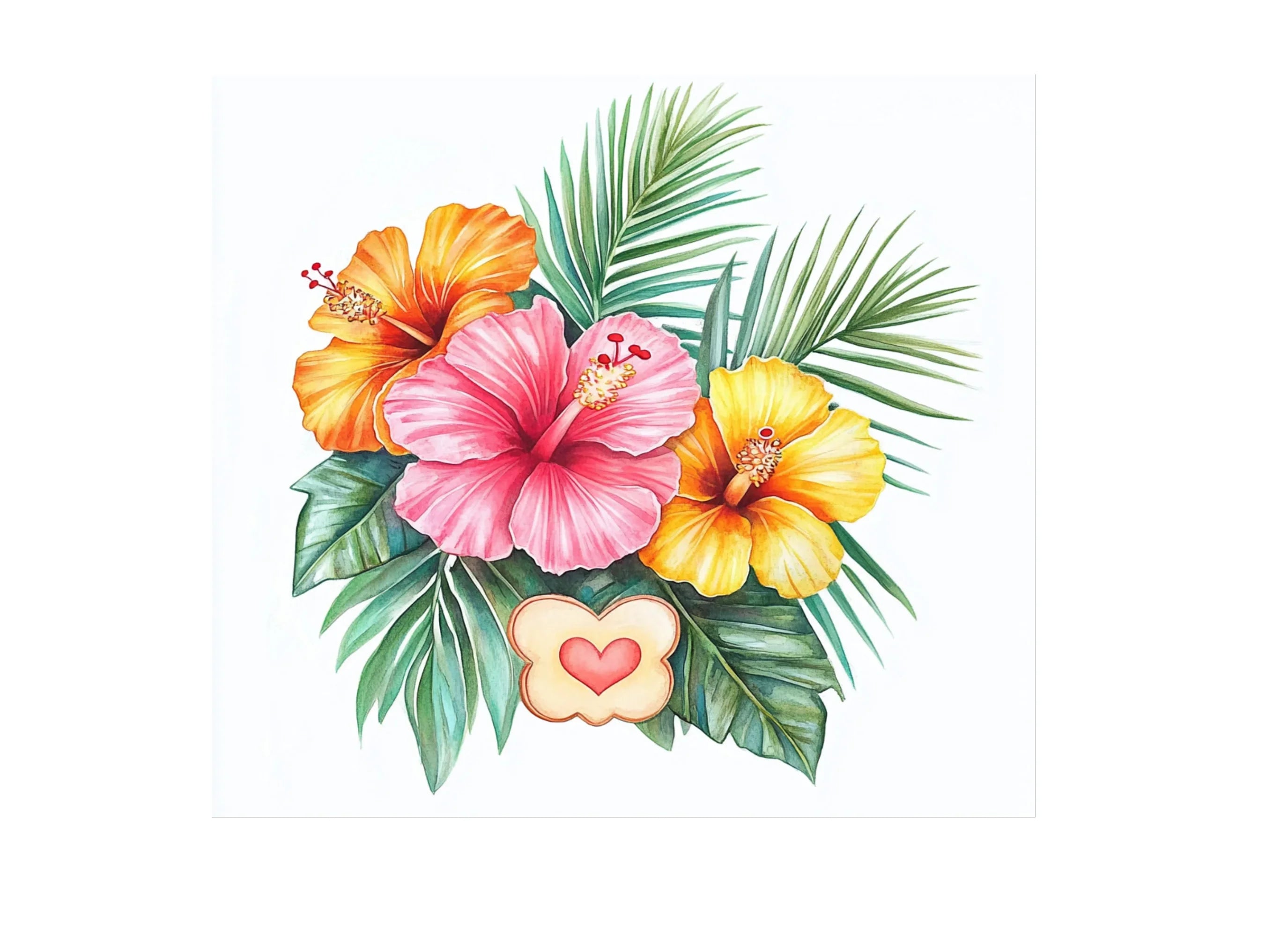 Tropical Hibiscus Palm Clipart Bundle