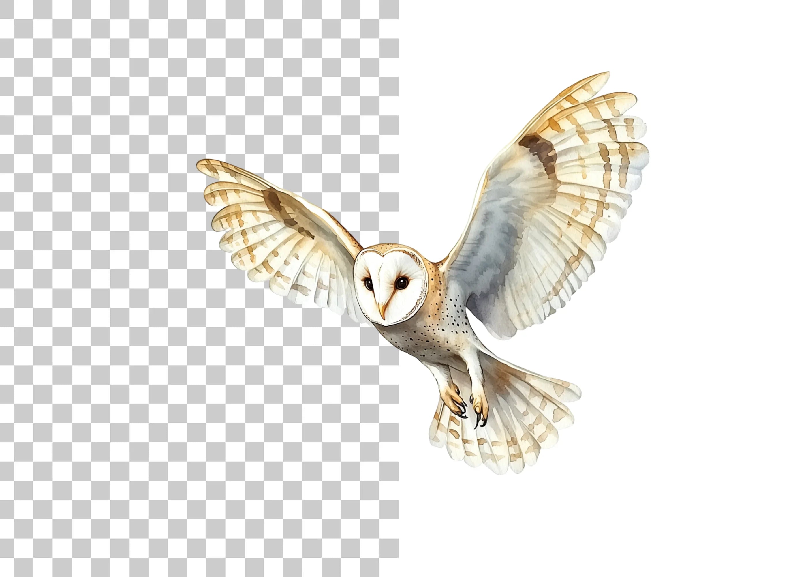 Flying Barn Owl Clipart Bundle