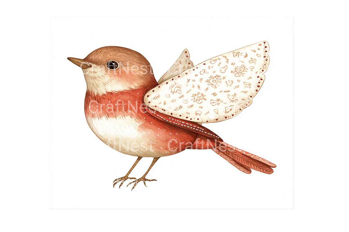 Patterned Robin Bird Clipart Bundle