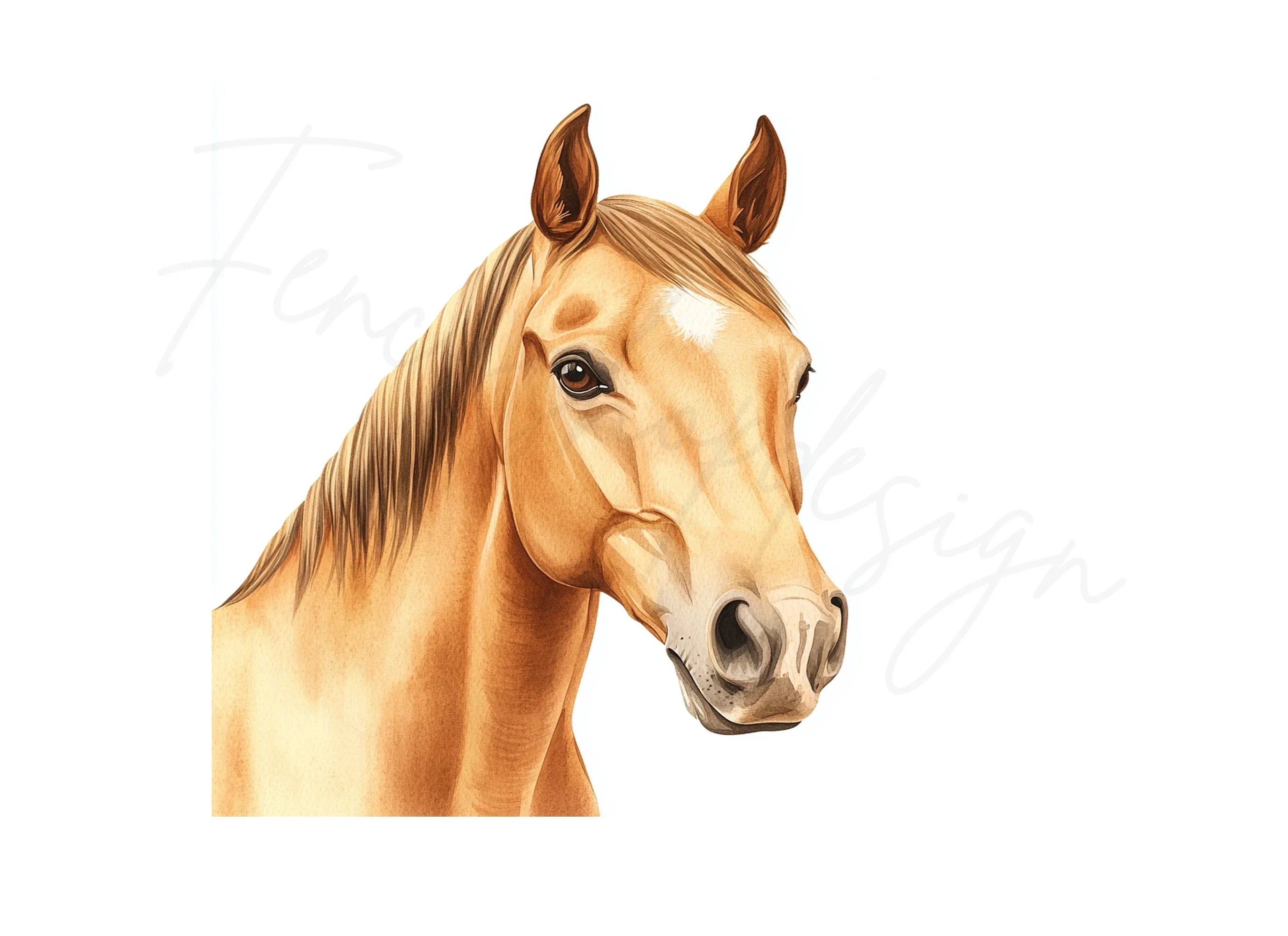 Majestic Palomino Horse Head Clipart Bundle