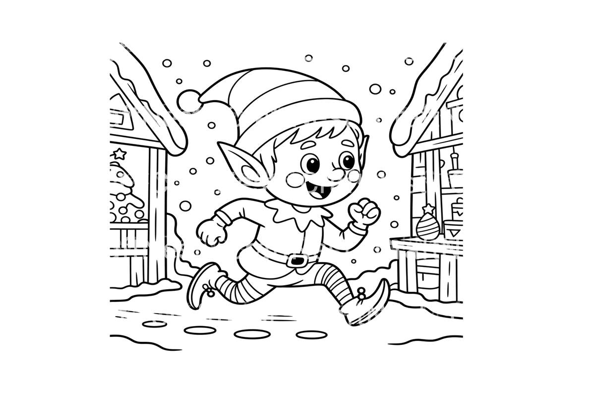 Running Christmas Elf Fun Coloring Books