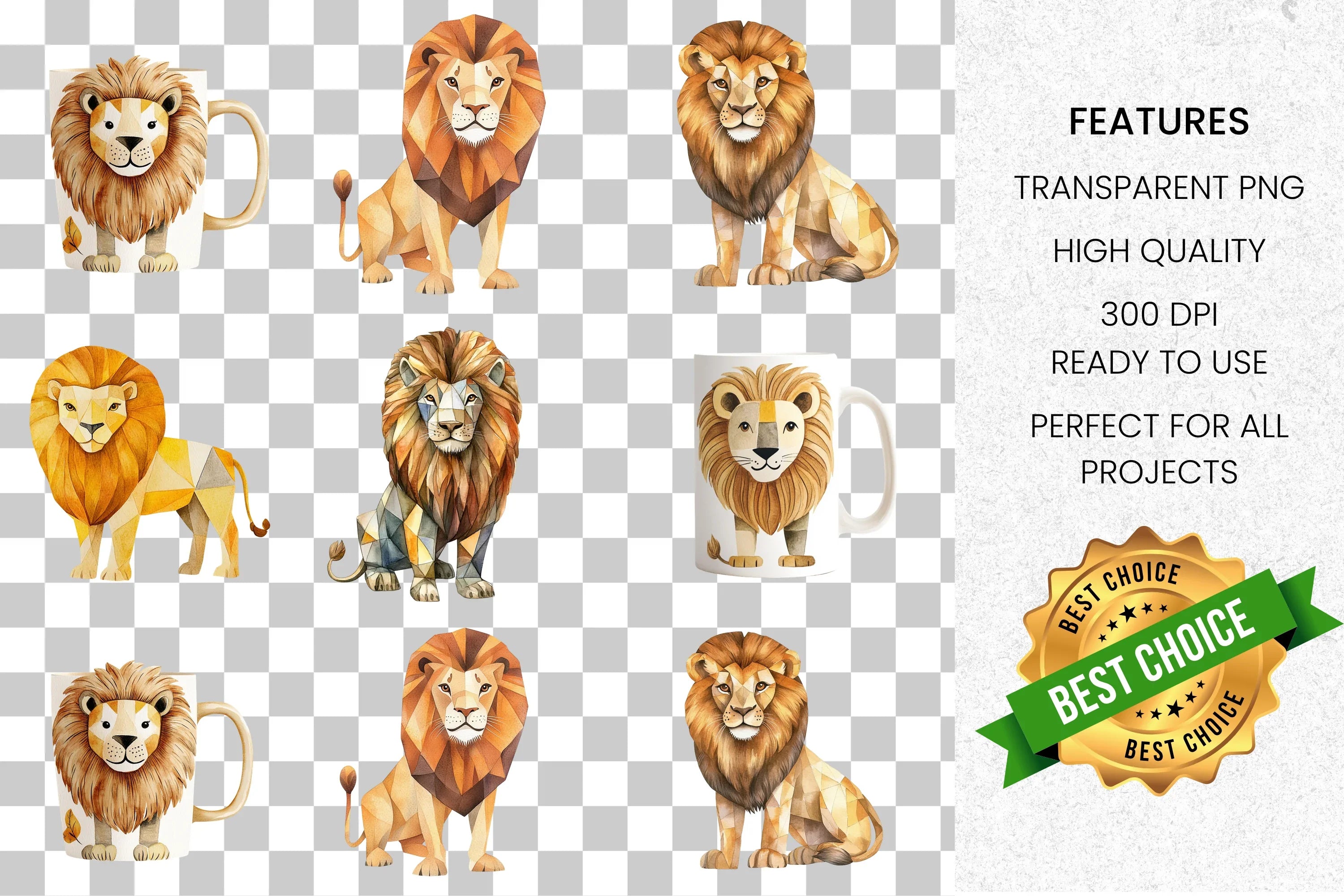 Majestic Lion Clipart Bundle