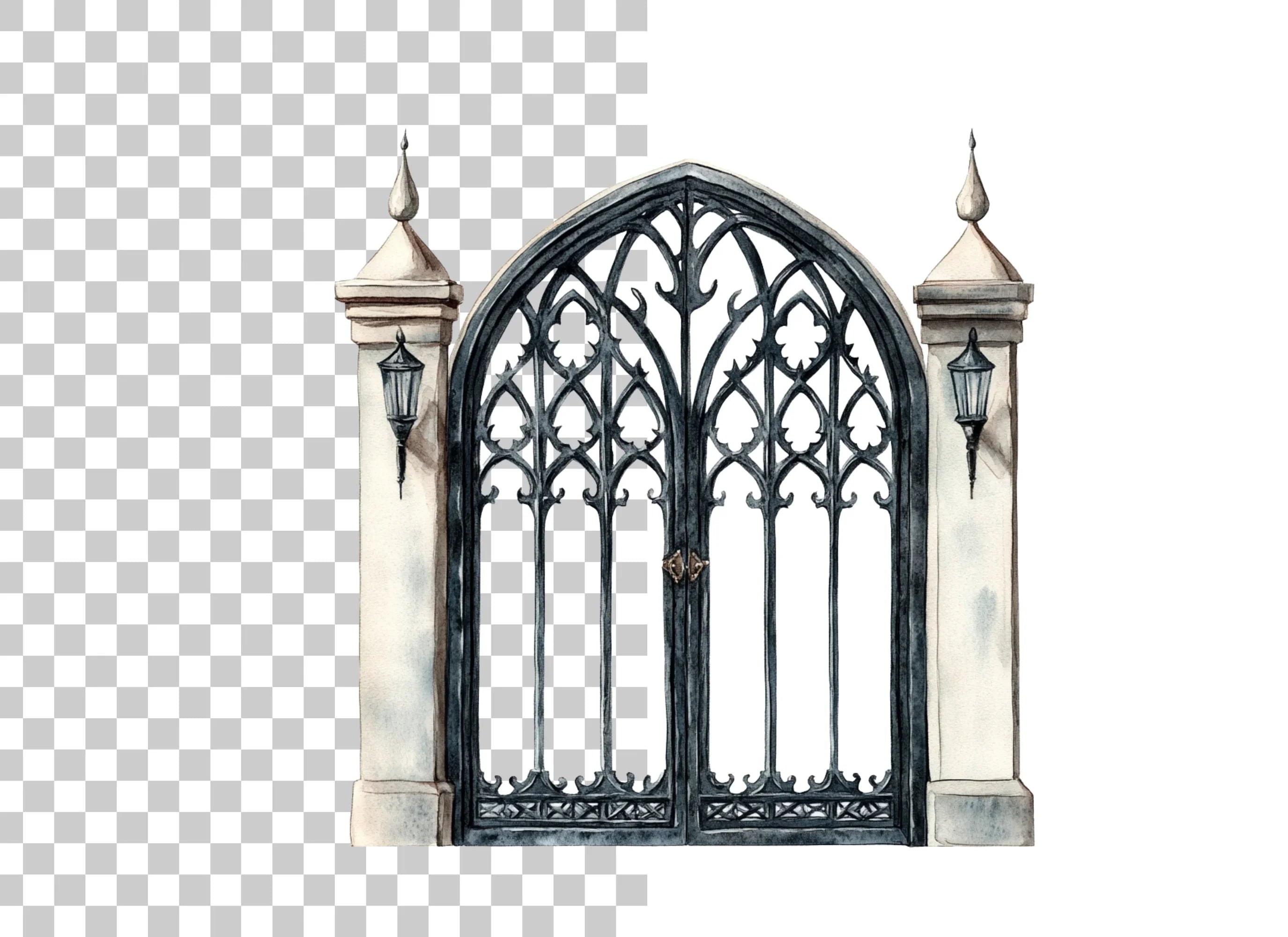 Ornate Gothic Gate Clipart Bundle