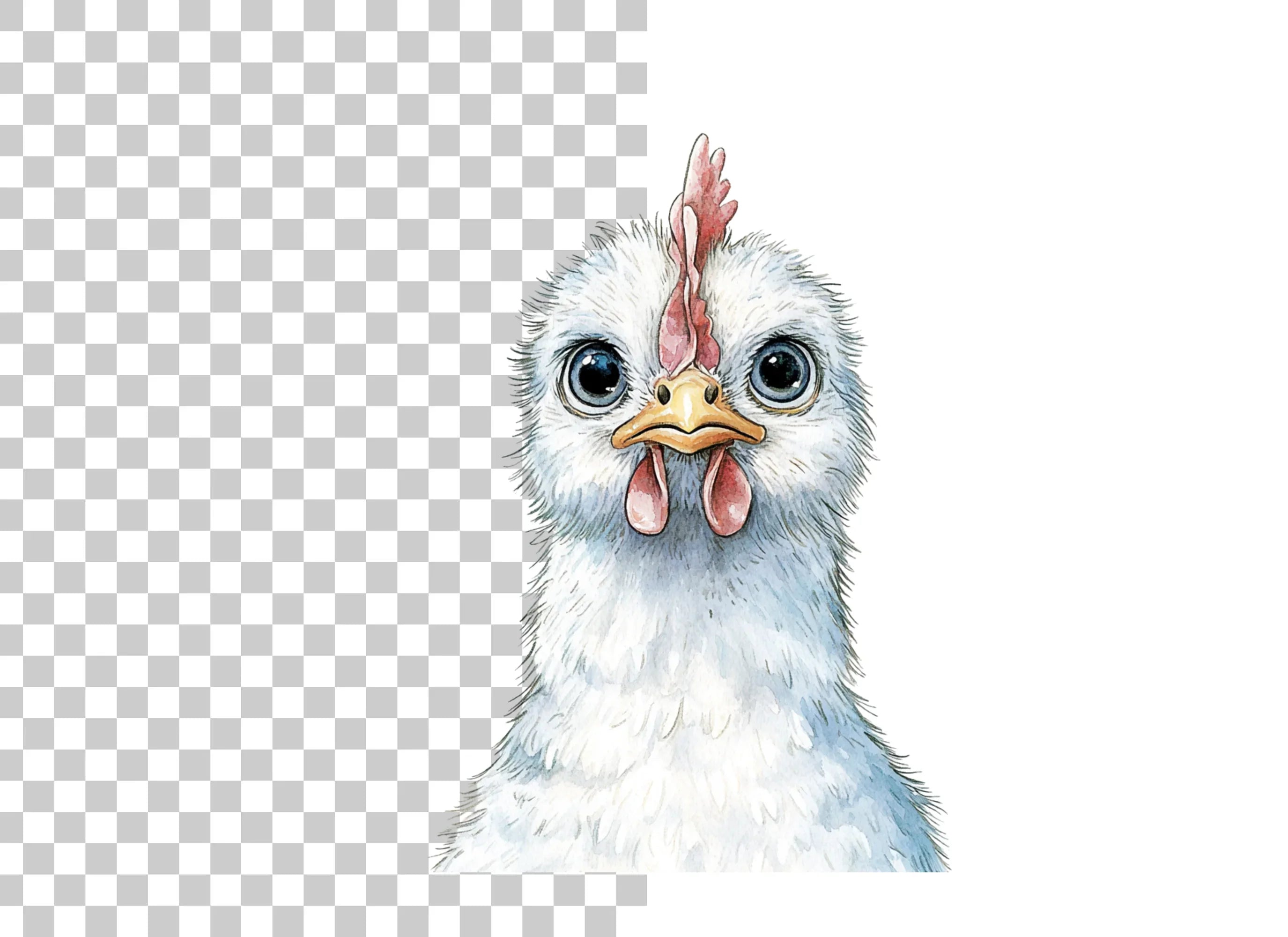 Cute White Chicken Head Clipart Bundle