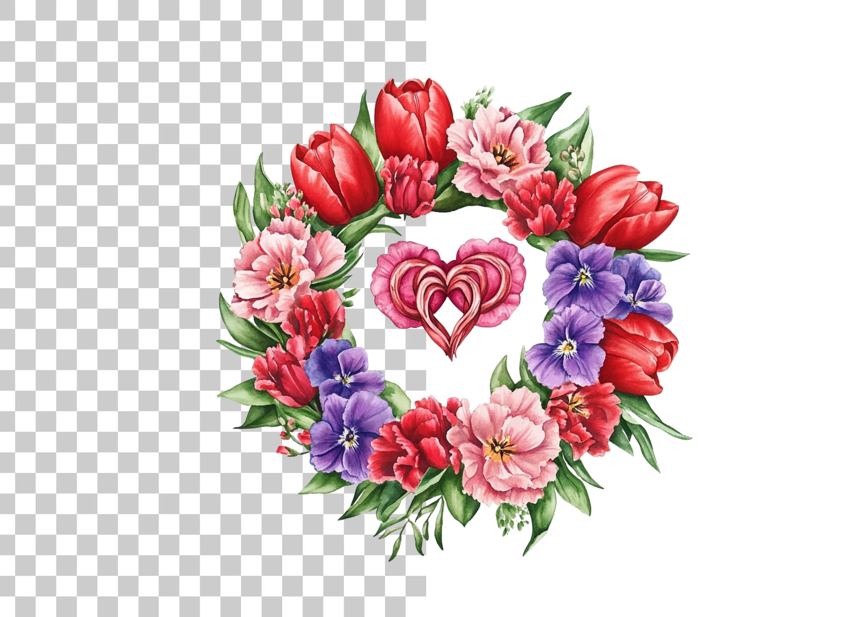 Floral Wedding Wreath Clipart Bundle