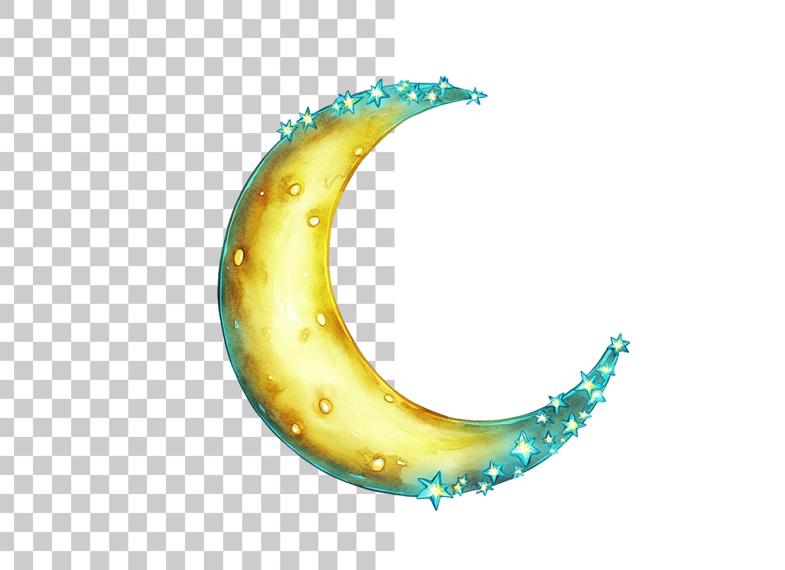 Sparkling Crescent Moon Clipart Bundle