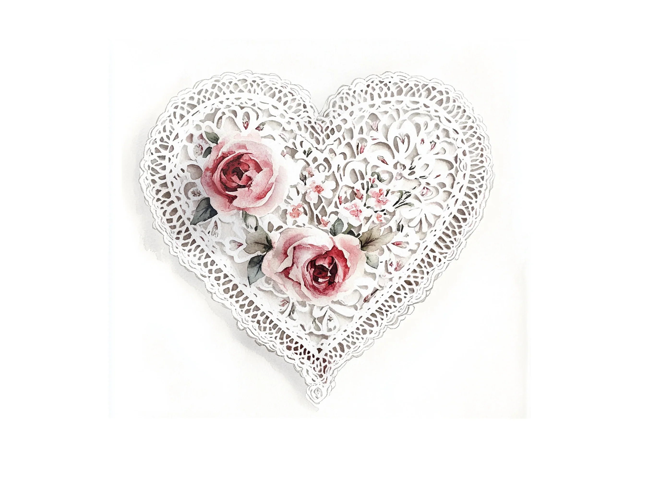 Lace Heart Floral Clipart Bundle