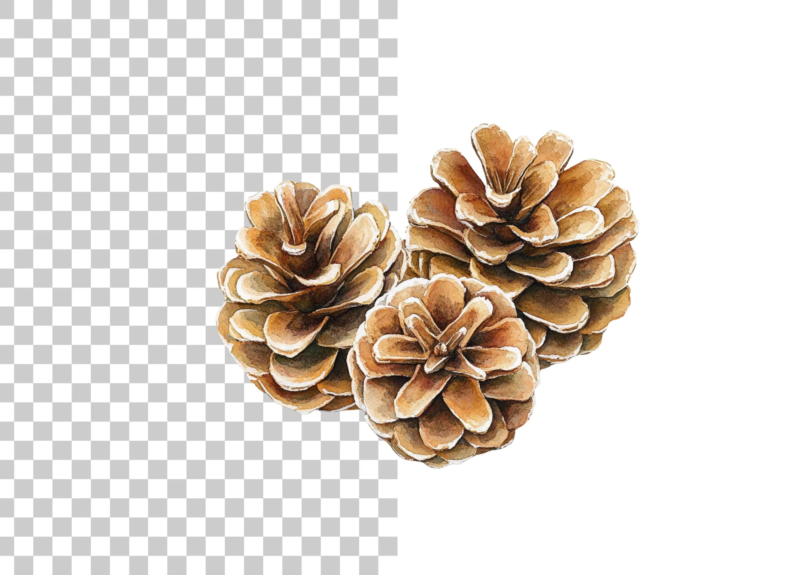Natural Pine Cone Clipart Bundle