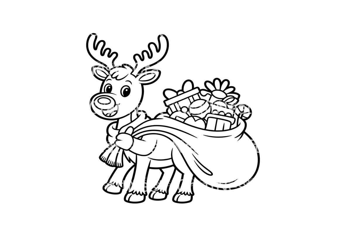 Christmas Reindeer with Gifts Coloring Books