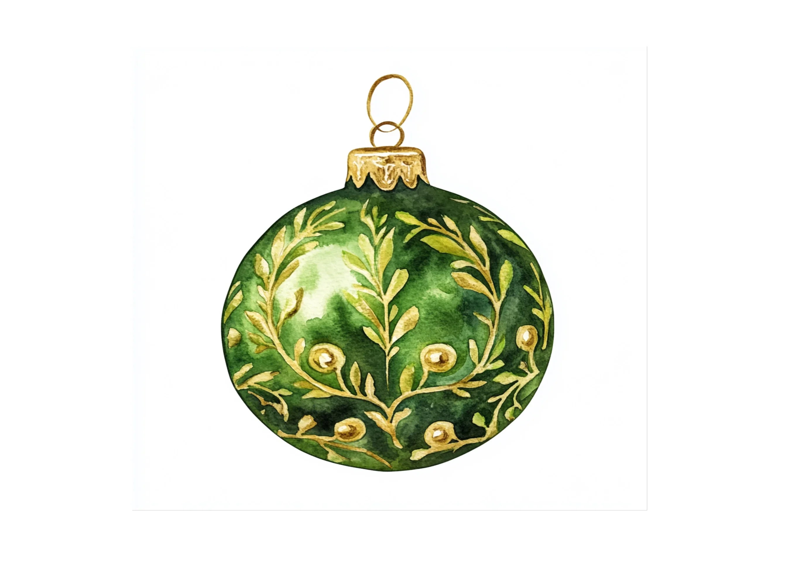 Green Christmas Ornaments Clipart Bundle