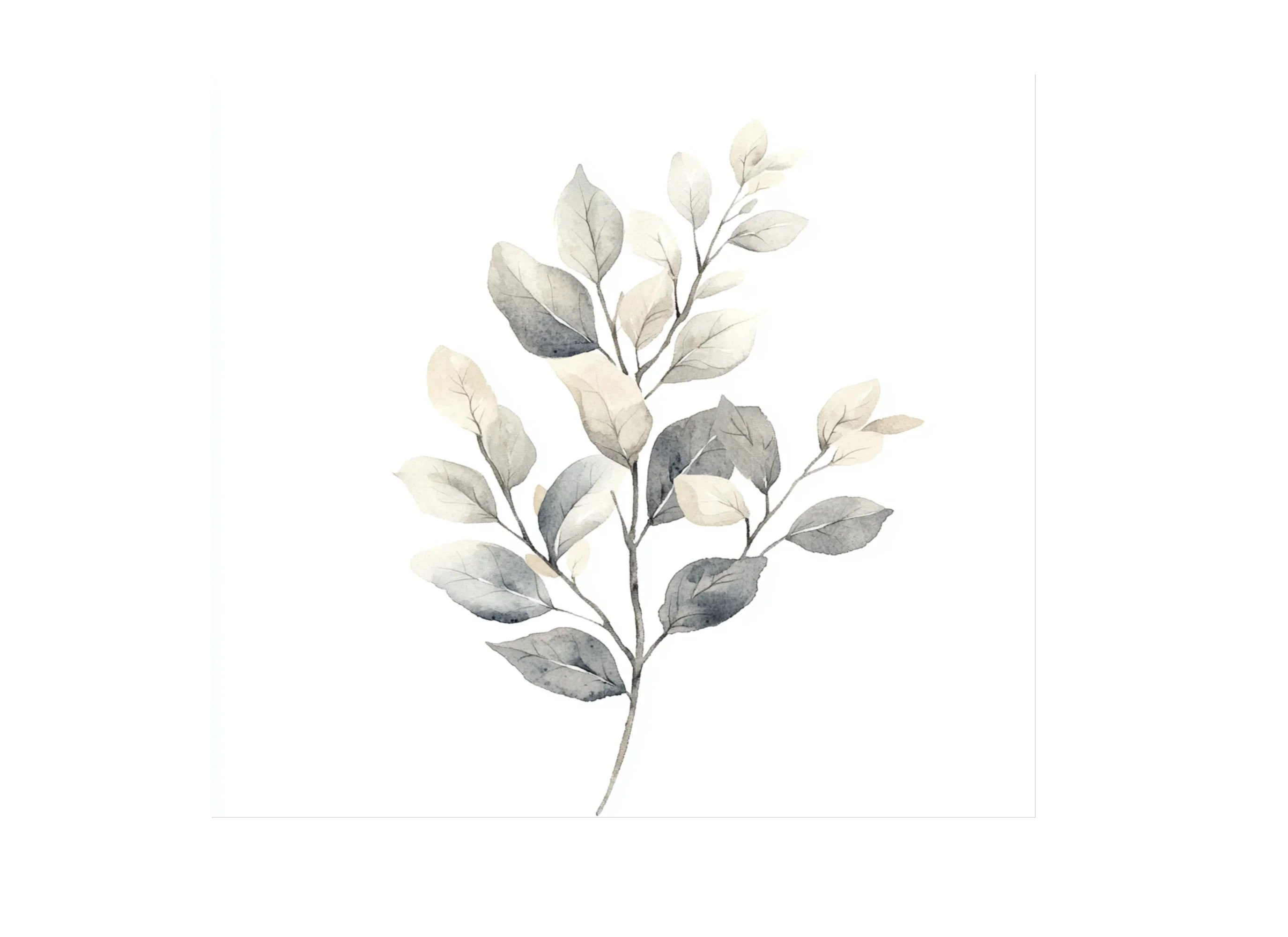 Elegant Gray Leafy Branch Clipart Bundle