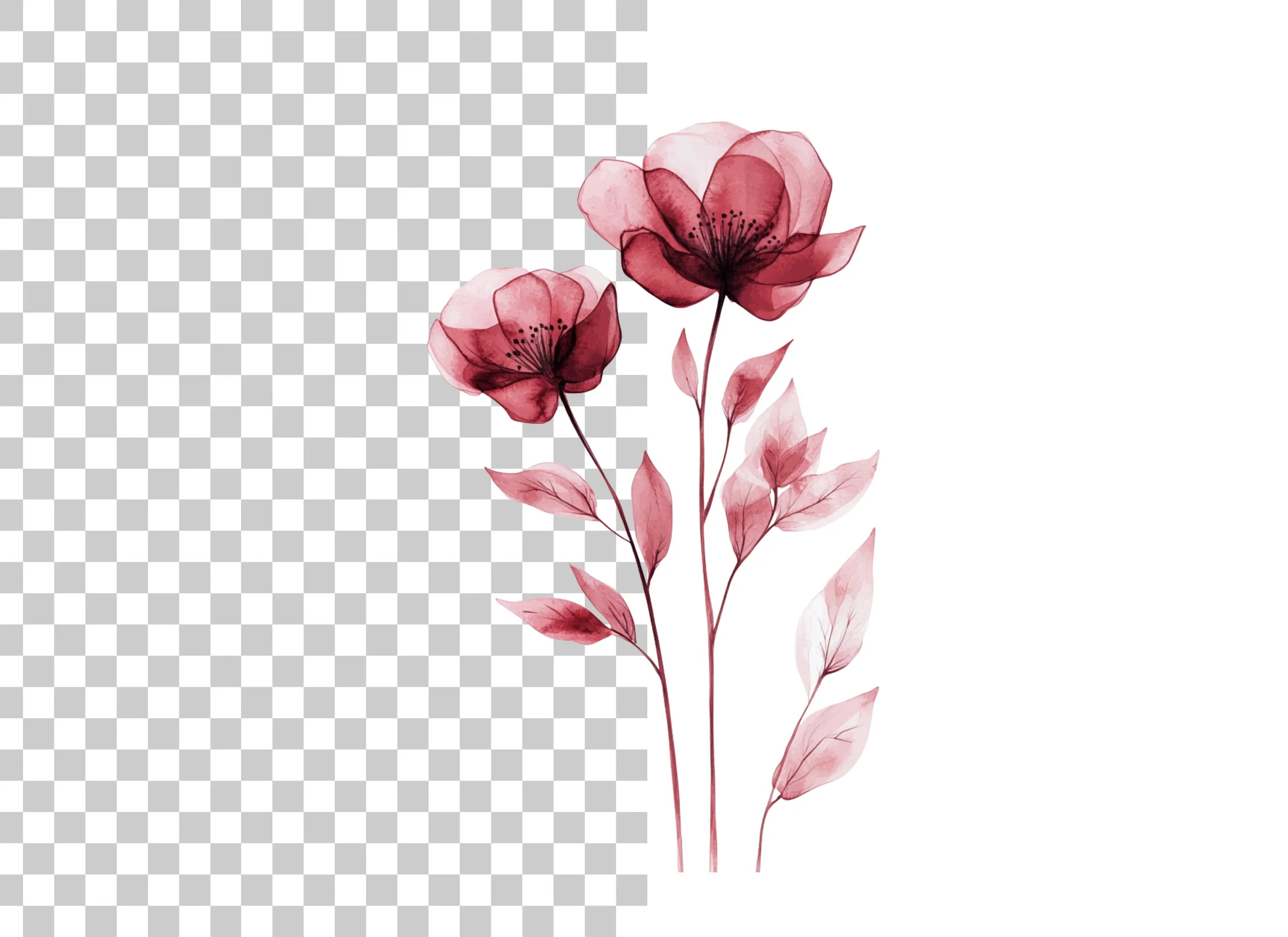 Red Flowers Clipart Bundle